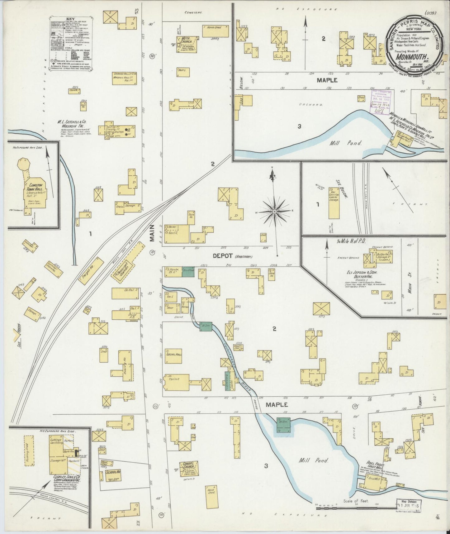 Sanborn Fire Insurance Map from Monmouth, Kennebec County, Maine. (1901) – Historic Sanborn Fire Insurance Map Print
