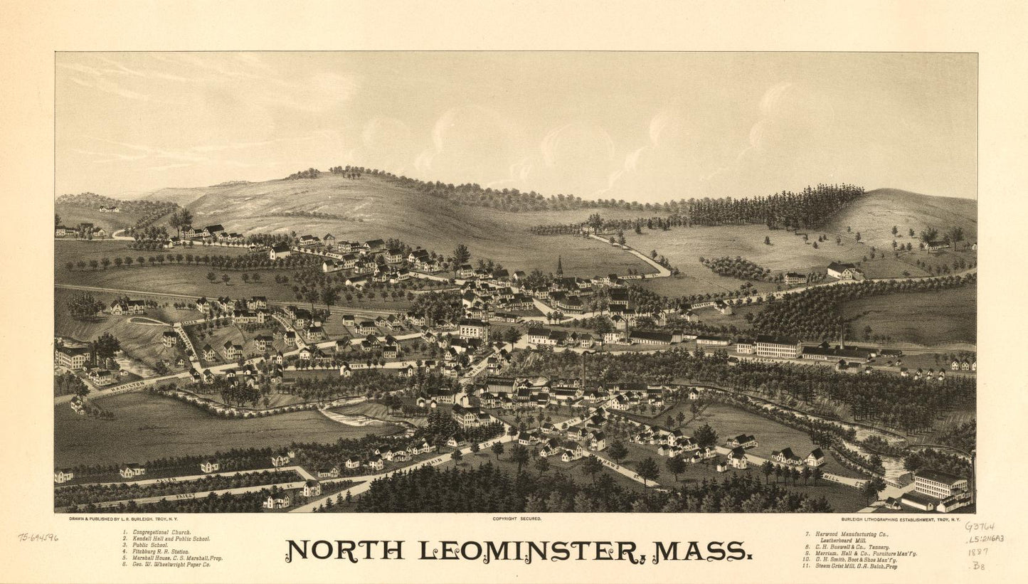North Leominster, Mass. (1887) – Historic Bird’s-Eye View Panorama Print