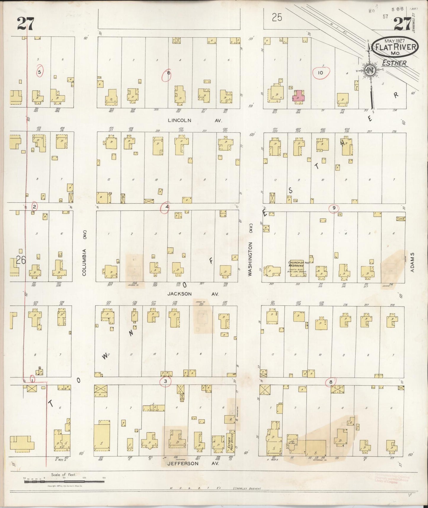 Sanborn Fire Insurance Map from Flat River, Saint Francois County, Missouri (1938), Sheet #0027 - Historic Sanborn Fire Insurance Map Print, vintage old map wall art, antique decor, genealogy gift, Missouri Missouri map