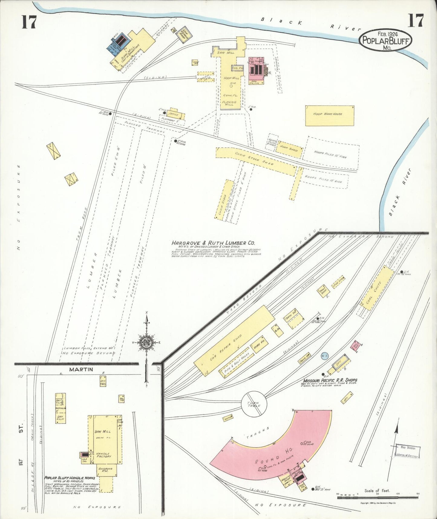Sanborn Fire Insurance Map from Poplar Bluff, Butler County, Missouri (1924), Sheet #0017 - Historic Sanborn Fire Insurance Map Print, vintage old map wall art, antique decor, genealogy gift, Missouri Missouri map