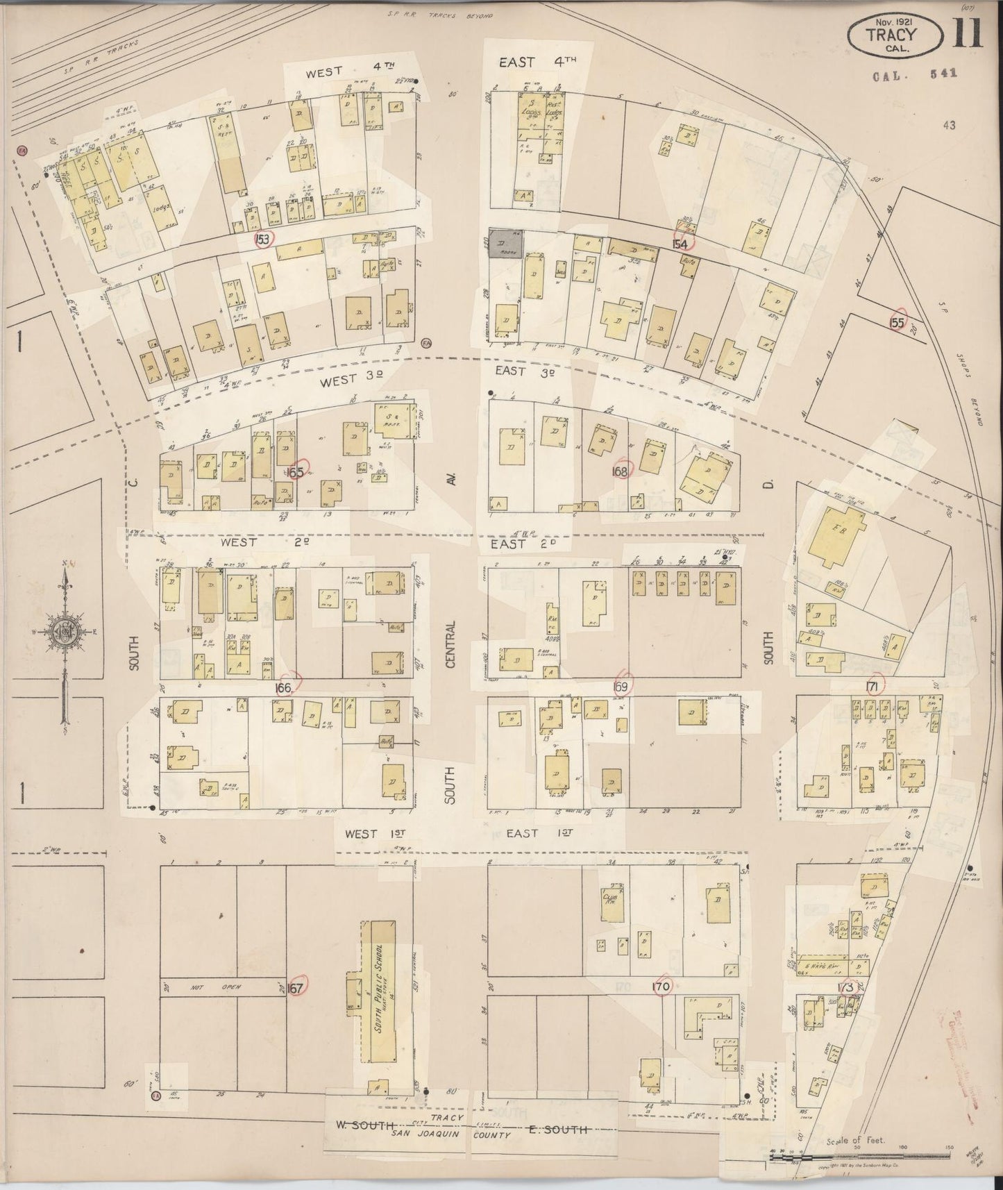 Sanborn Fire Insurance Map from Tracy, San Joaquin County, California (1945), Sheet #0011 - Complete Map Set gallery image, historic Sanborn map, vintage wall art, California California