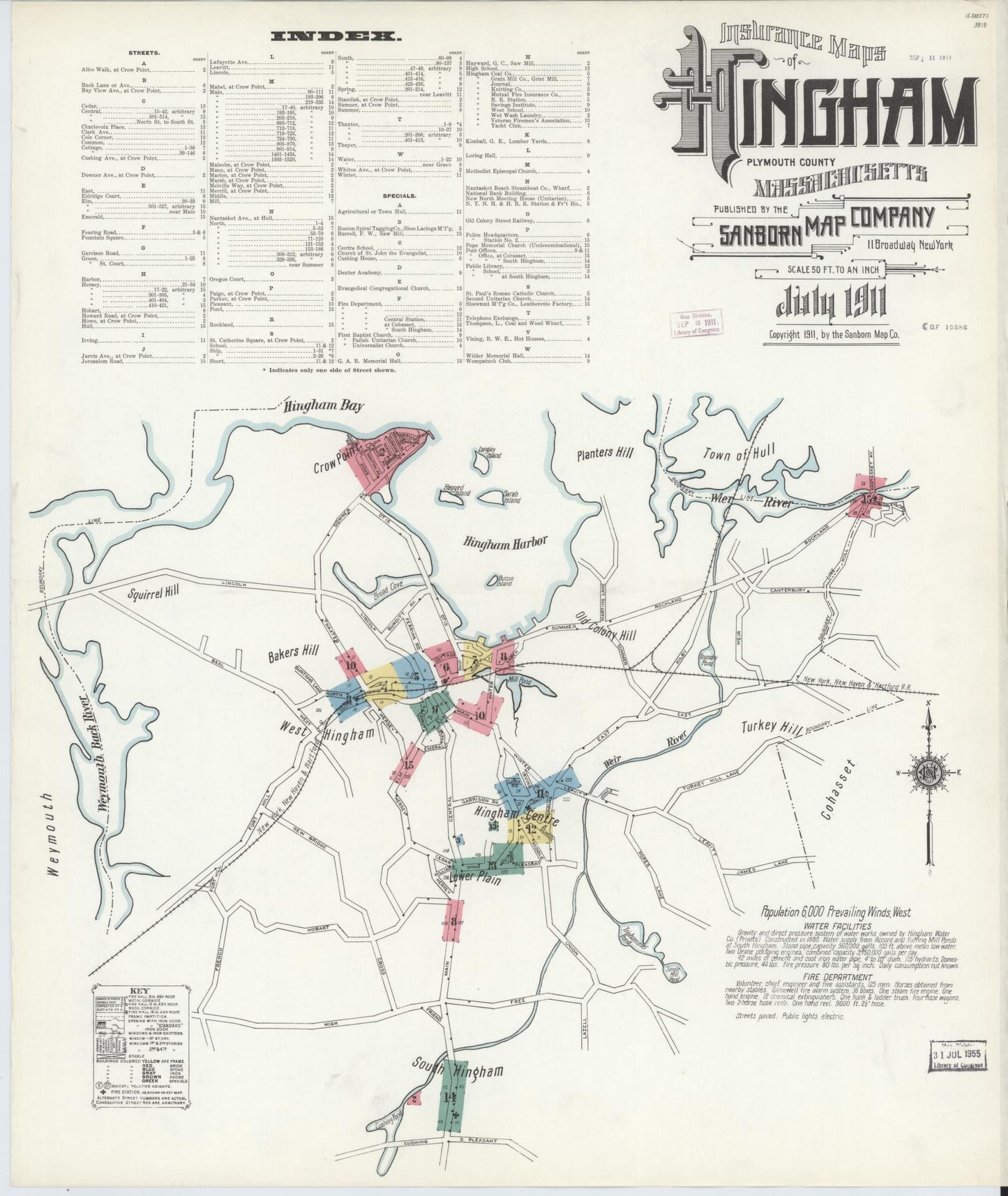 Sanborn Fire Insurance Map from Hingham, Plymouth County, Massachusetts. (1911) – Historic Sanborn Fire Insurance Map Print