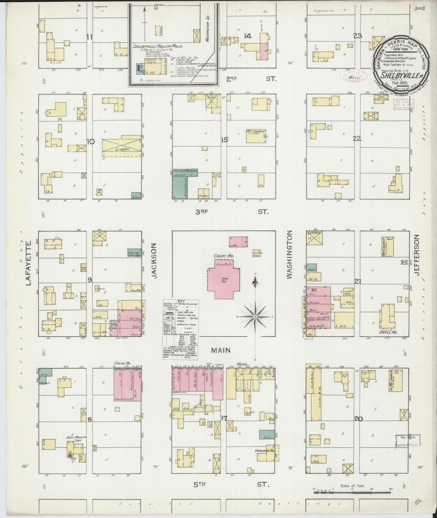Sanborn Fire Insurance Map from Shelbyville, Shelby County, Missouri (1893), Sheet #0001 - Historic Sanborn Fire Insurance Map Print, vintage old map wall art, antique decor, genealogy gift, Missouri Missouri map