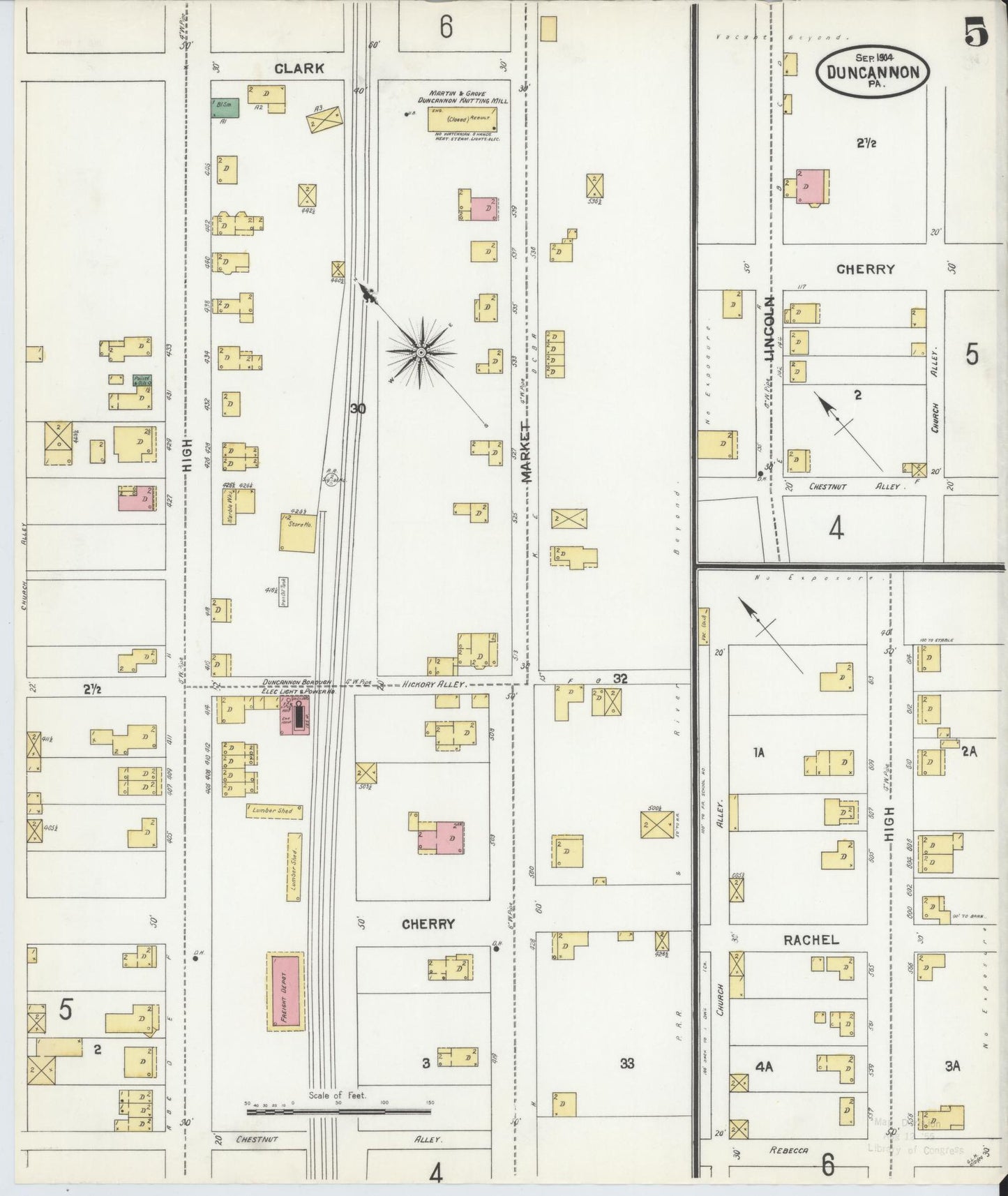 Sanborn Fire Insurance Map from Duncannon, Perry County, Pennsylvania (1904), Sheet #0005 - Historic Sanborn Fire Insurance Map Print, vintage old map wall art, antique decor, genealogy gift, Pennsylvania Pennsylvania map