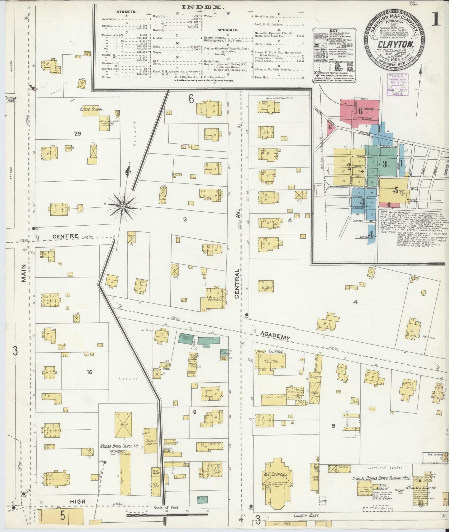Sanborn Fire Insurance Map from Clayton, Gloucester County, New Jersey. (1905) – Historic Sanborn Fire Insurance Map Print