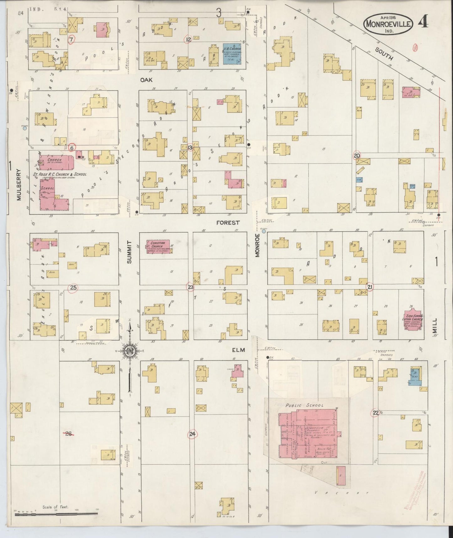 Sanborn Fire Insurance Map from Monroeville, Allen County, Indiana (1932), Sheet #0004 - Complete Map Set gallery image, historic Sanborn map, vintage wall art, Indiana Indiana