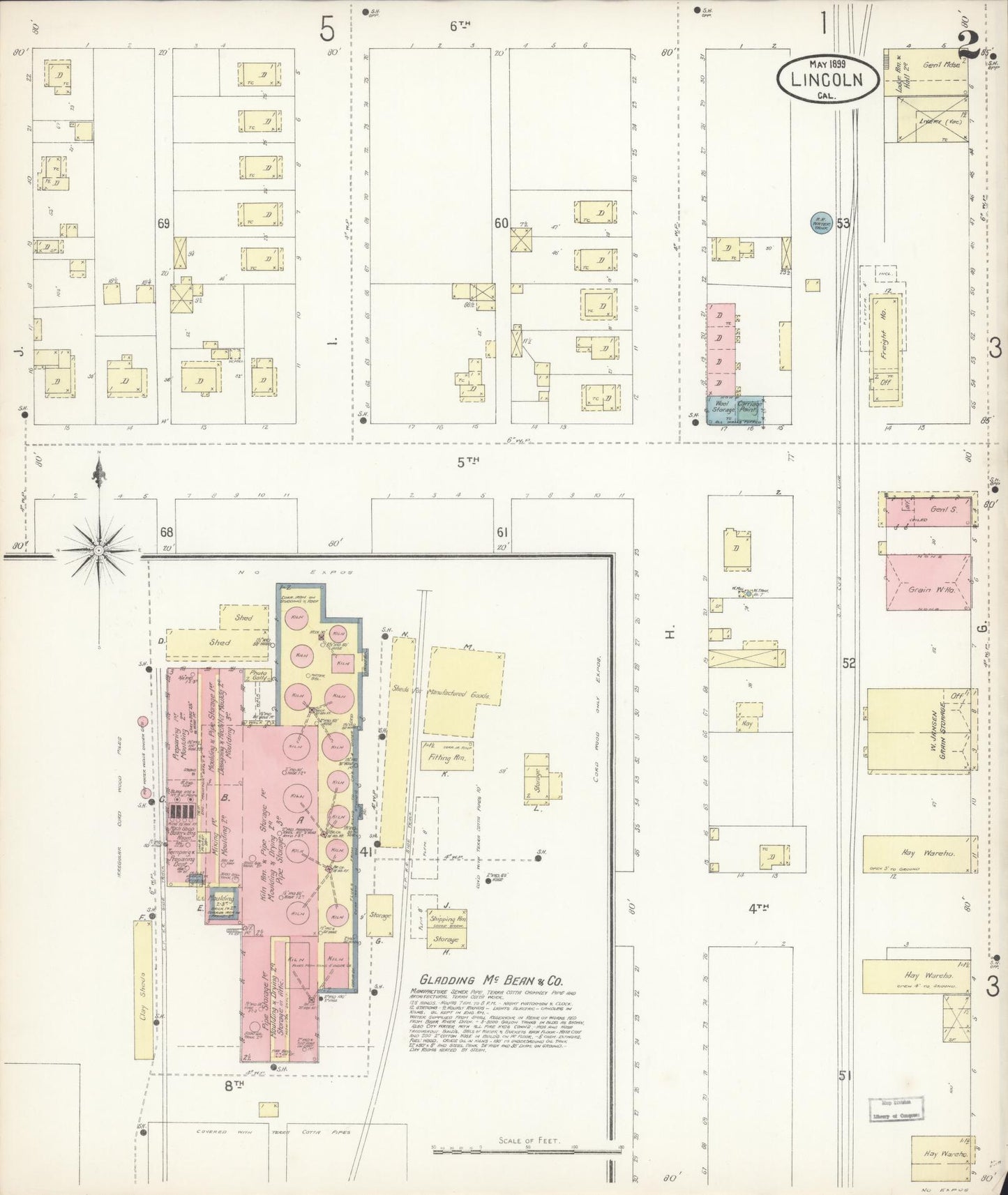 Sanborn Fire Insurance Map from Lincoln, Placer County, California (1899), Sheet #0002 - Historic Sanborn Fire Insurance Map Print, vintage old map wall art, antique decor, genealogy gift, California California map