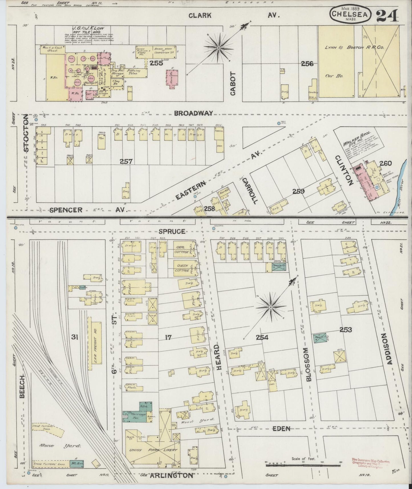 Sanborn Fire Insurance Map from Chelsea, Suffolk County, Massachusetts (1889), Sheet #0024 - Complete Map Set gallery image, historic Sanborn map, vintage wall art, Massachusetts Massachusetts