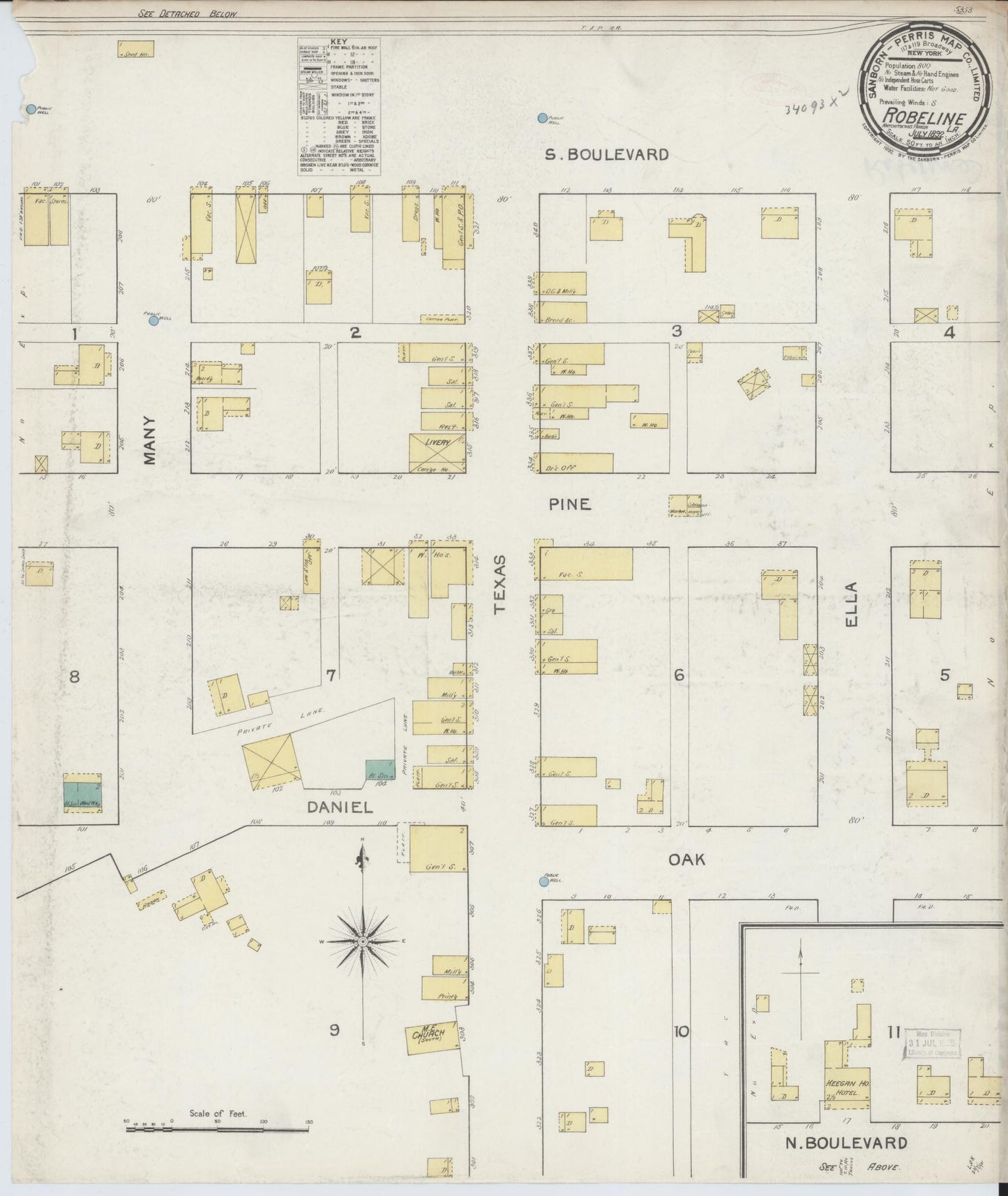 Sanborn Fire Insurance Map from Robeline, Natchitoches Parish, Louisiana. (1892) – Historic Sanborn Fire Insurance Map Print