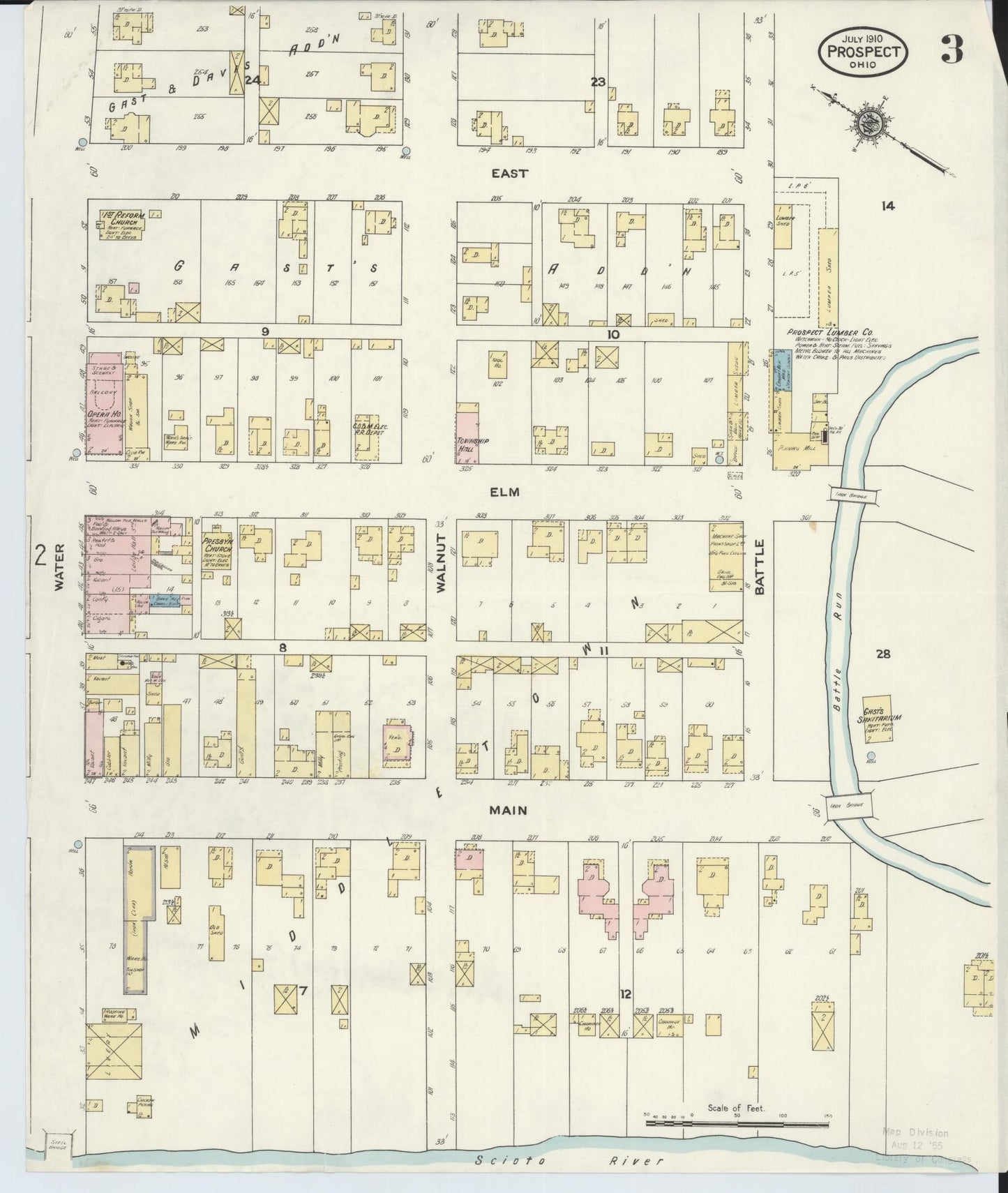 Sanborn Fire Insurance Map from Prospect, Marion County, Ohio (1910), Sheet #0003 - Complete Map Set gallery image, historic Sanborn map, vintage wall art, Ohio Ohio