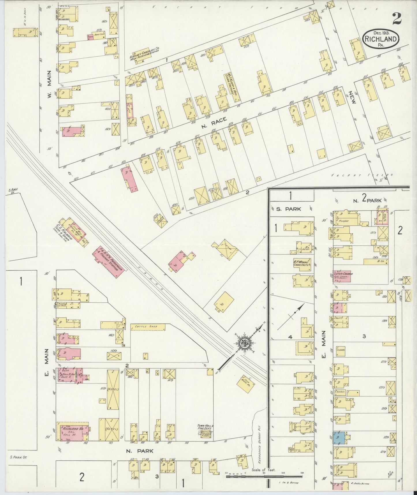 Sanborn Fire Insurance Map from Richland, Lebanon County, Pennsylvania (1913), Sheet #0002 - Complete Map Set gallery image, historic Sanborn map, vintage wall art, Pennsylvania Pennsylvania