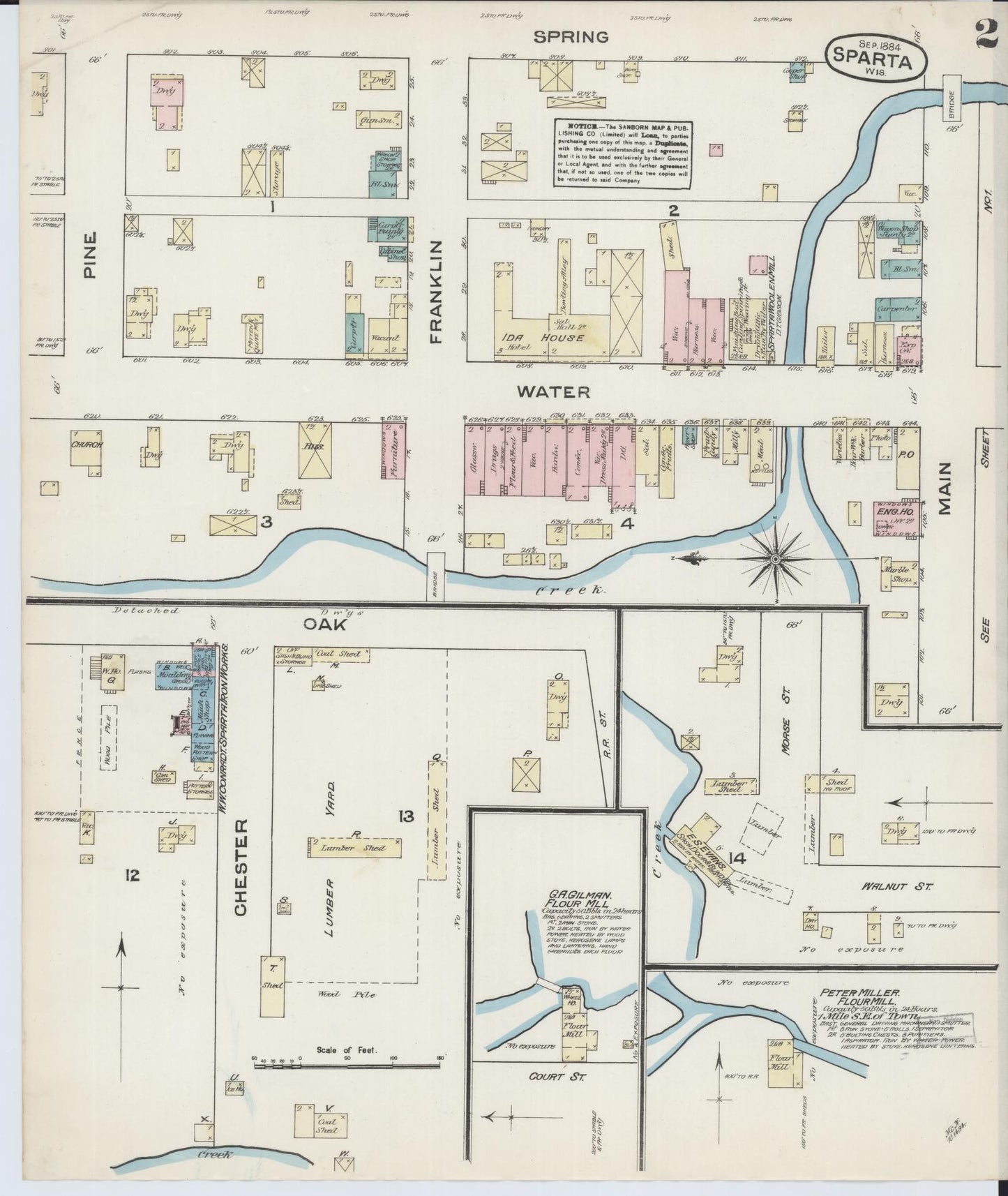 Sanborn Fire Insurance Map from Sparta, Monroe County, Wisconsin (1884), Sheet #0002 - Historic Sanborn Fire Insurance Map Print, vintage old map wall art, antique decor, genealogy gift, Wisconsin Wisconsin map
