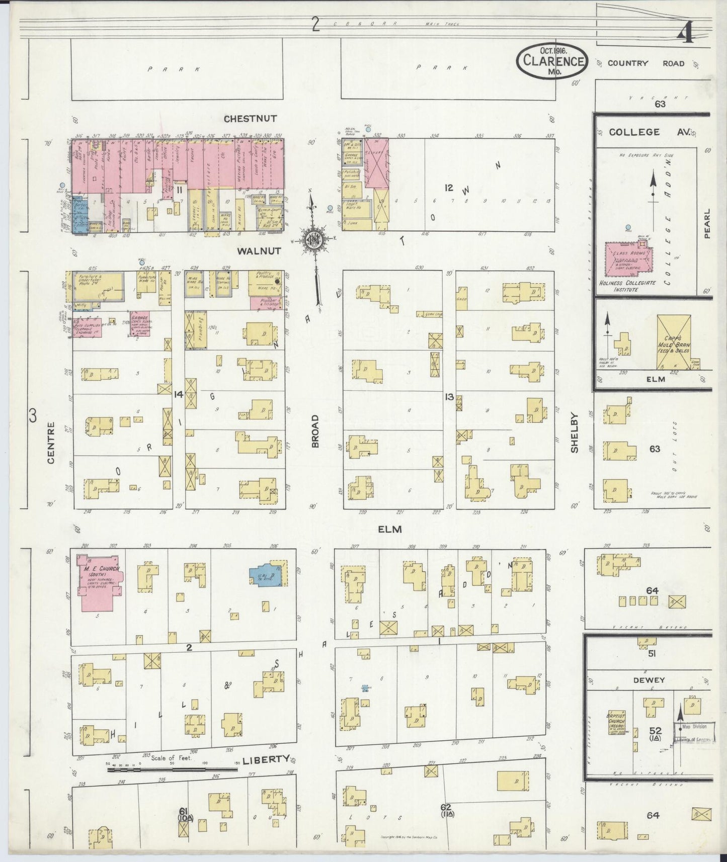 Sanborn Fire Insurance Map from Clarence, Shelby County, Missouri (1916), Sheet #0004 - Complete Map Set gallery image, historic Sanborn map, vintage wall art, Missouri Missouri