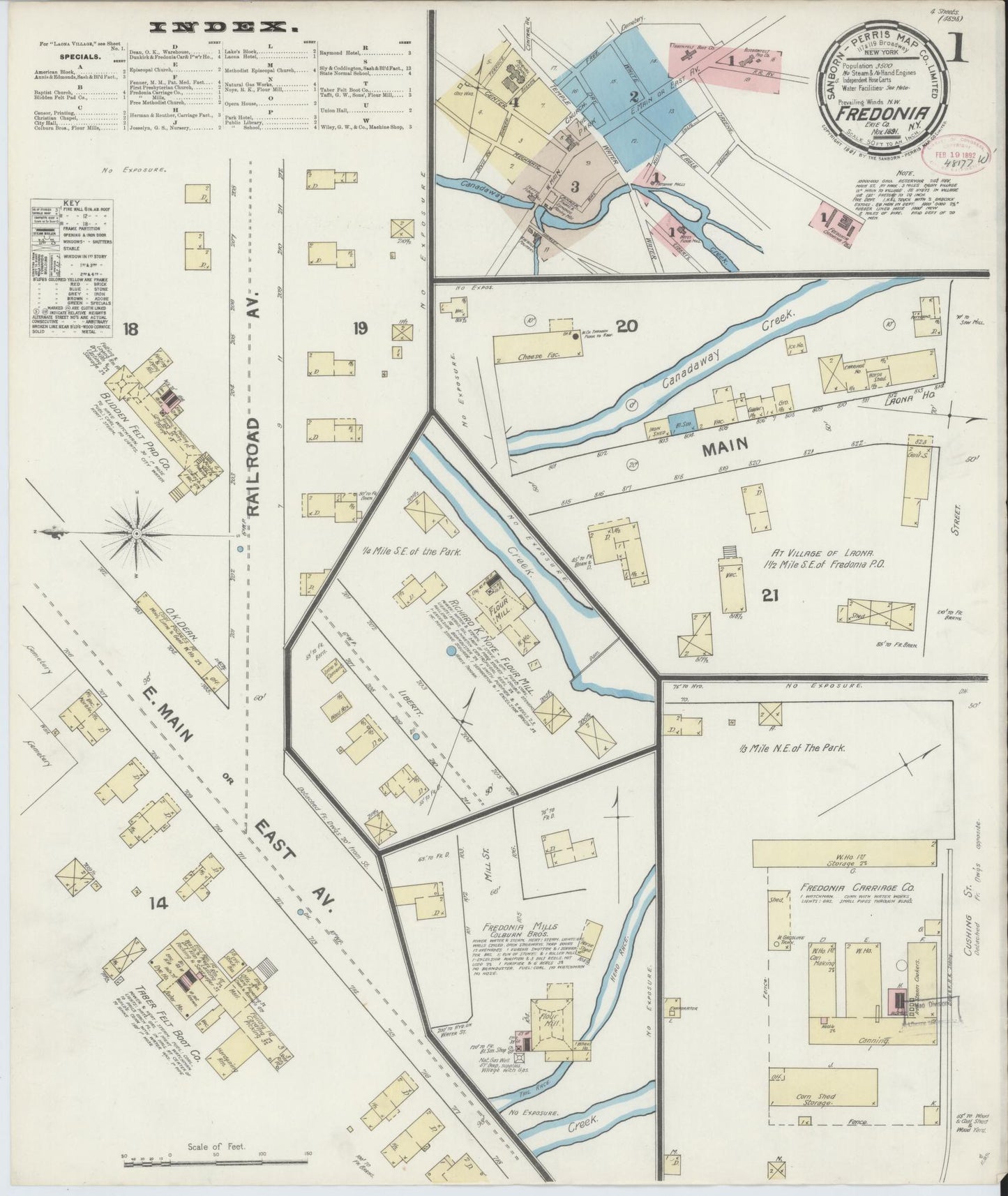 Sanborn Fire Insurance Map from Fredonia, Chautauqua County, New York. (1891) – Historic Sanborn Fire Insurance Map Print