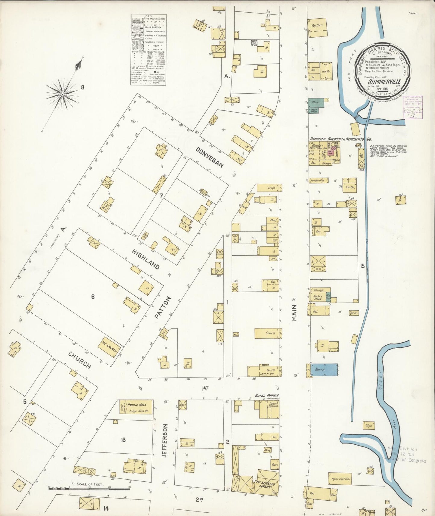 Sanborn Fire Insurance Map from Summerville, Union County, Oregon (1900), Sheet #0001 - Historic Sanborn Fire Insurance Map Print, vintage old map wall art, antique decor, genealogy gift, Oregon Oregon map