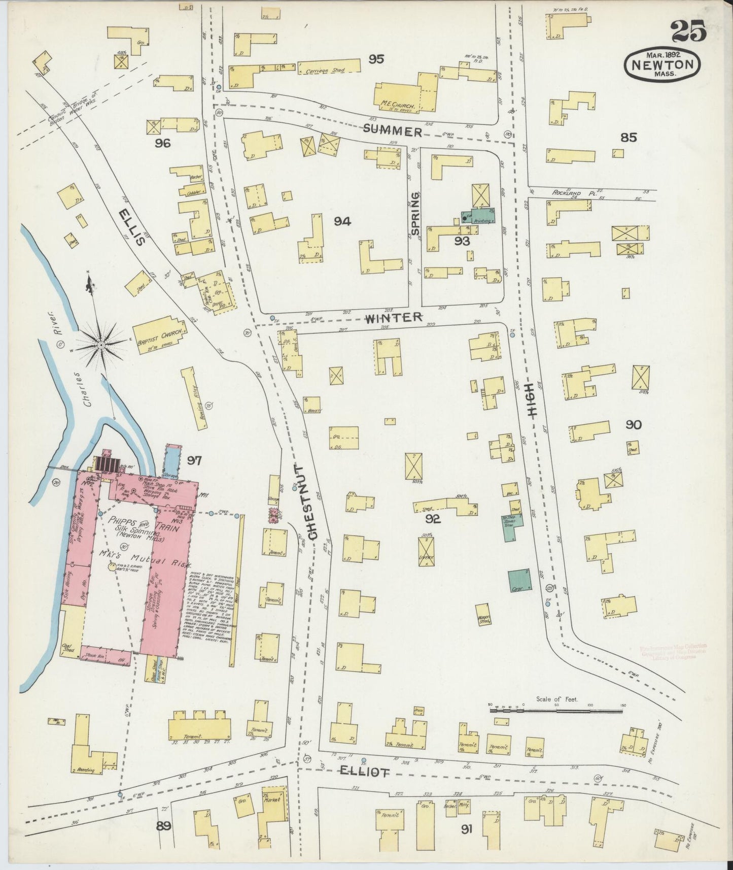 Sanborn Fire Insurance Map from Newton, Middlesex County, Massachusetts (1892), Sheet #0025 - Complete Map Set gallery image, historic Sanborn map, vintage wall art, Massachusetts Massachusetts