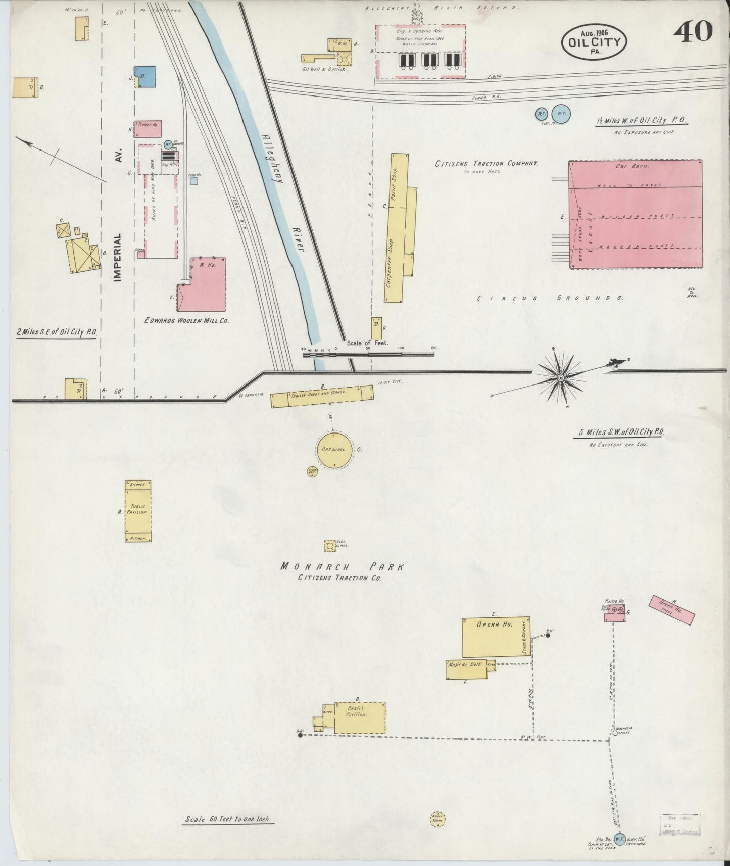 Sanborn Fire Insurance Map from Oil City, Venango County, Pennsylvania (1906), Sheet #0040 - Complete Map Set gallery image, historic Sanborn map, vintage wall art, Pennsylvania Pennsylvania