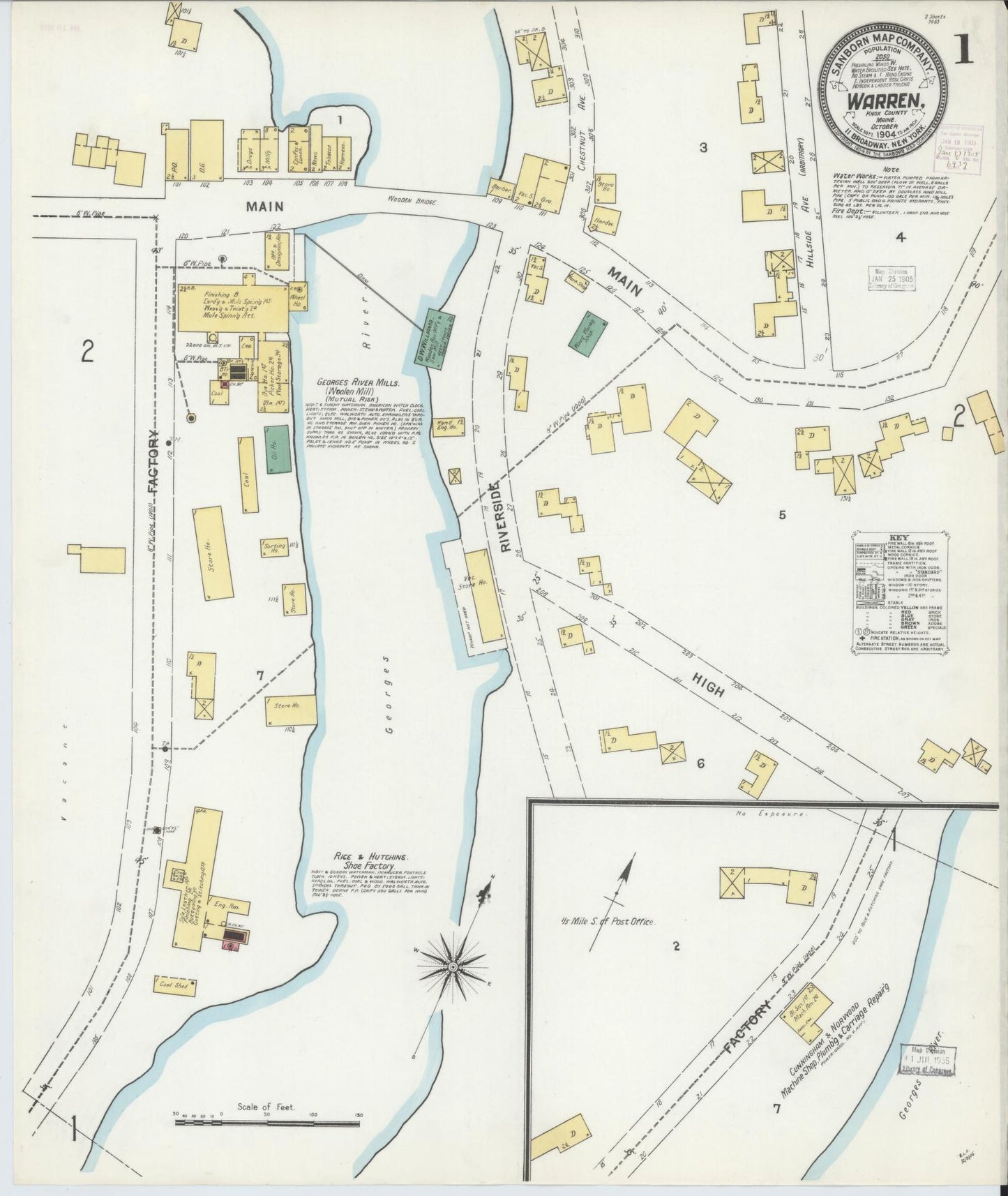 Sanborn Fire Insurance Map from Warren, Knox County, Maine. (1904) – Historic Sanborn Fire Insurance Map Print
