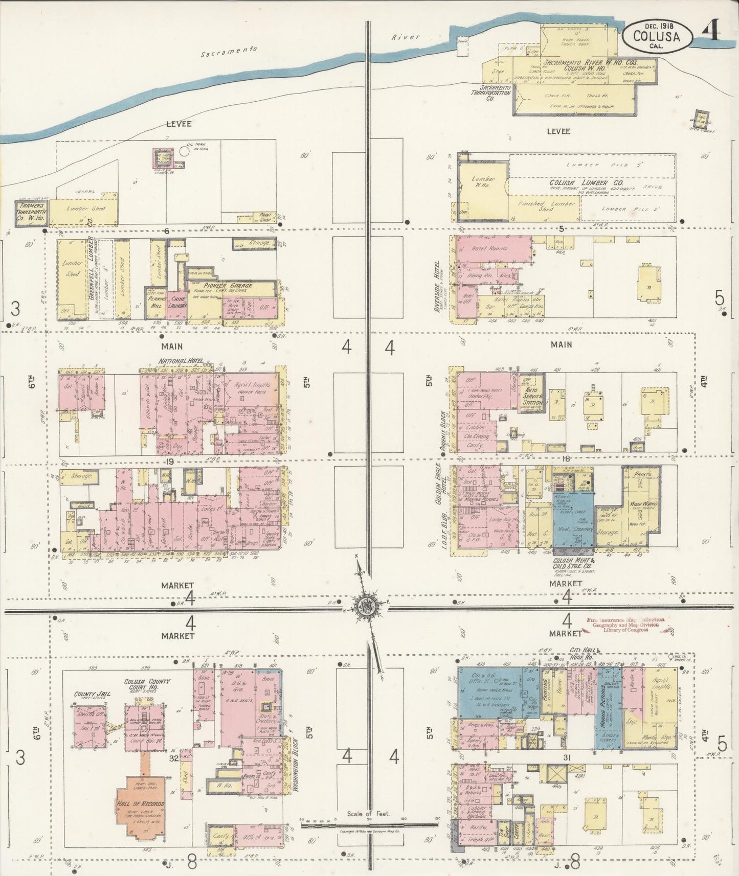 Sanborn Fire Insurance Map from Colusa, Colusa County, California (1918), Sheet #0004 - Historic Sanborn Fire Insurance Map Print, vintage old map wall art, antique decor, genealogy gift, California California map