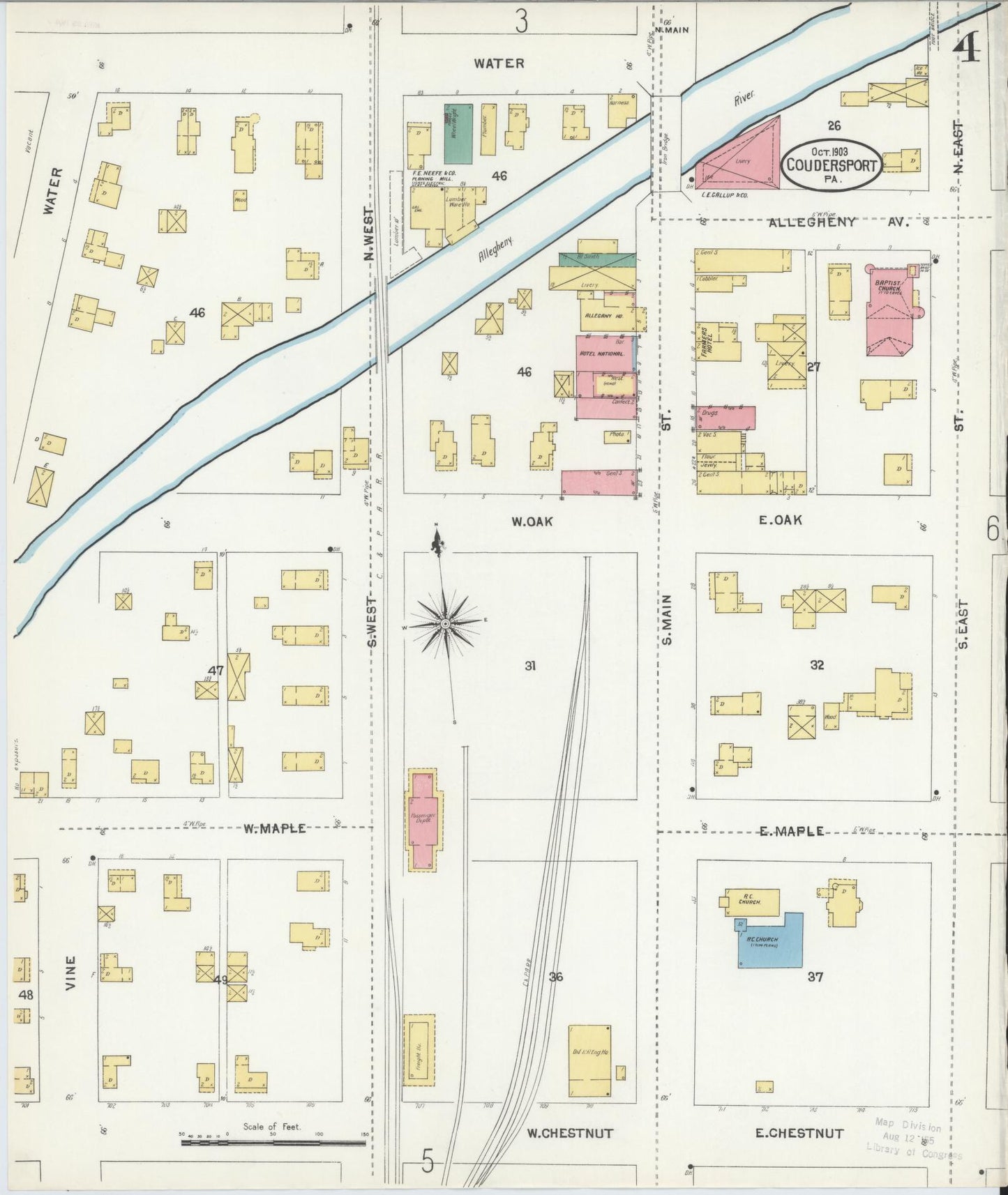 Sanborn Fire Insurance Map from Coudersport, Potter County, Pennsylvania (1903), Sheet #0004 - Historic Sanborn Fire Insurance Map Print, vintage old map wall art, antique decor, genealogy gift, Pennsylvania Pennsylvania map
