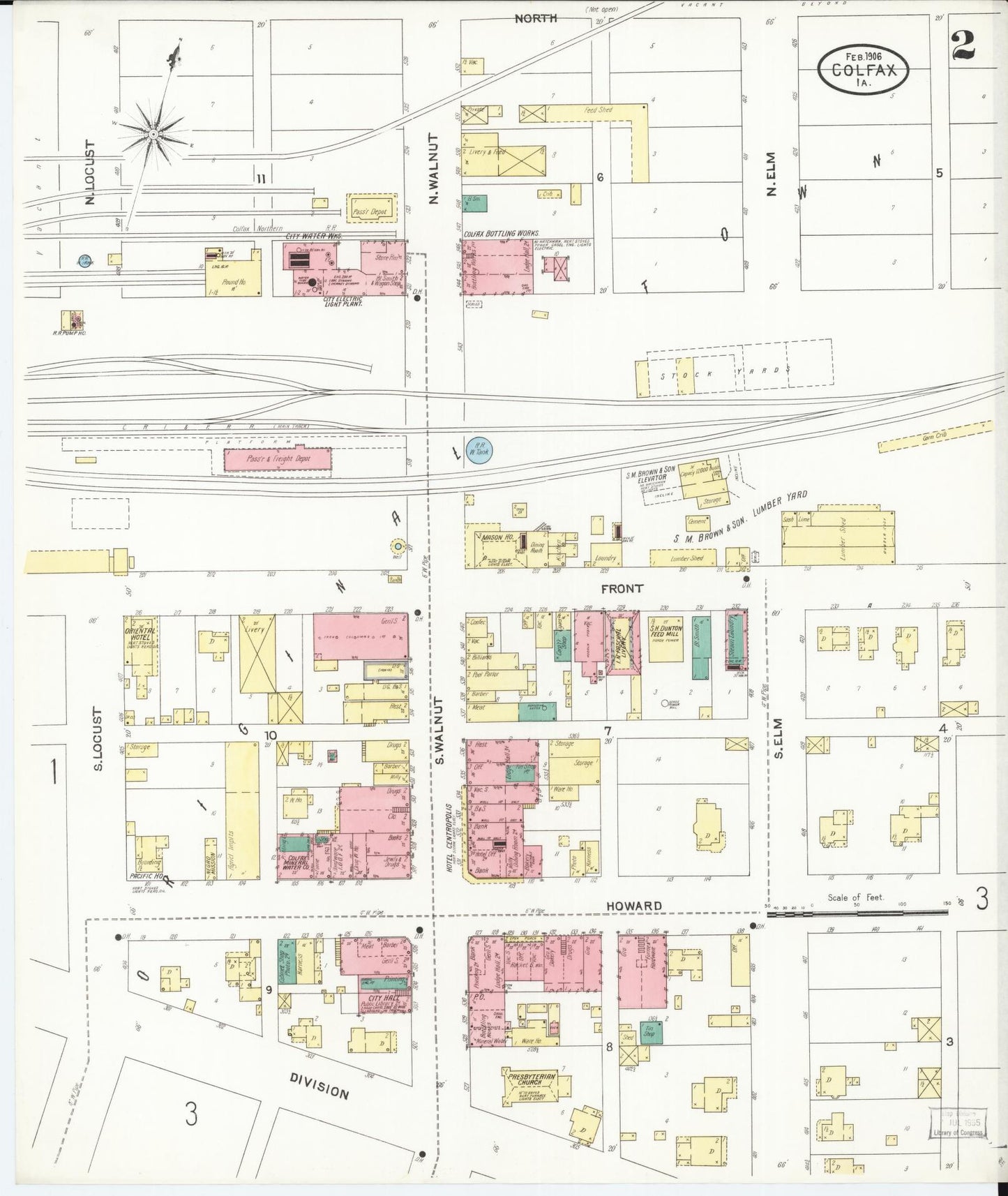 Sanborn Fire Insurance Map from Colfax, Jasper County, Iowa (1906), Sheet #0002 - Historic Sanborn Fire Insurance Map Print, vintage old map wall art