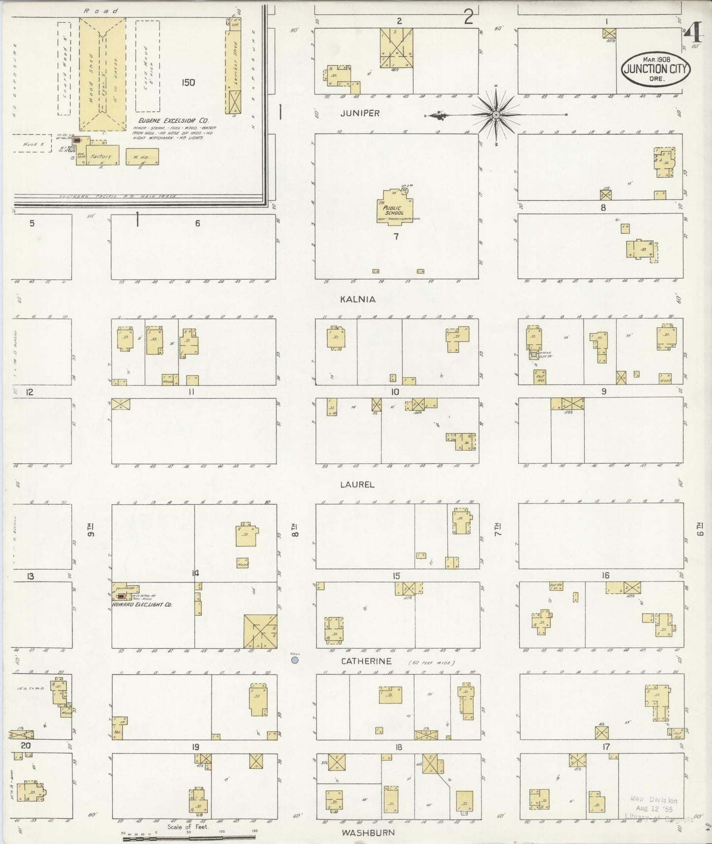Sanborn Fire Insurance Map from Junction City, Lane County, Oregon (1908), Sheet #0004 - Historic Sanborn Fire Insurance Map Print, vintage old map wall art, antique decor, genealogy gift, Oregon Oregon map
