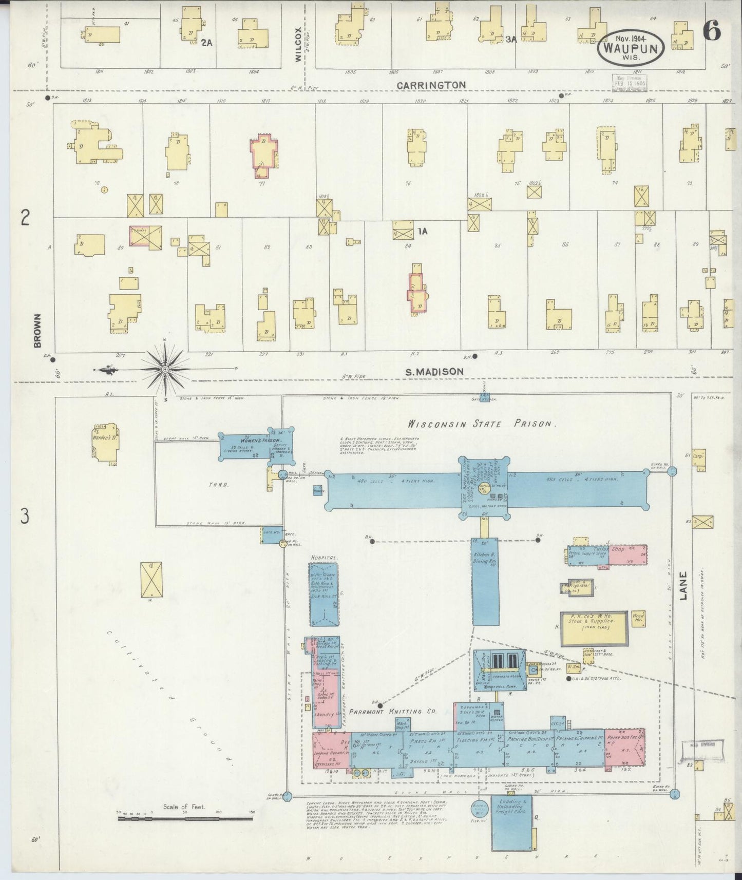 Sanborn Fire Insurance Map from Waupun, Dodge and Fond du Lac Counties, Wisconsin (1904), Sheet #0006 - Historic Sanborn Fire Insurance Map Print, vintage old map wall art, antique decor, genealogy gift, Wisconsin Wisconsin map