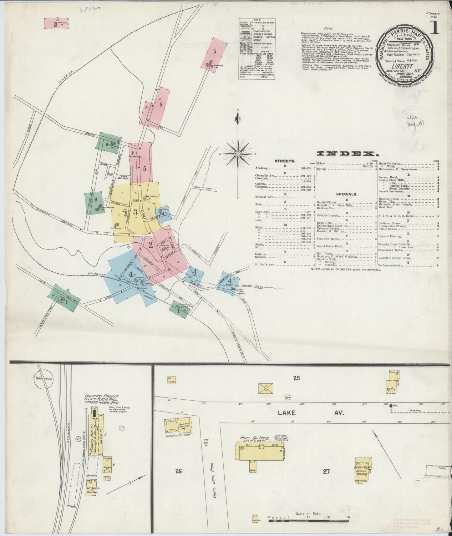 Sanborn Fire Insurance Map from Liberty, Sullivan County, New York. (1897) – Historic Sanborn Fire Insurance Map Print
