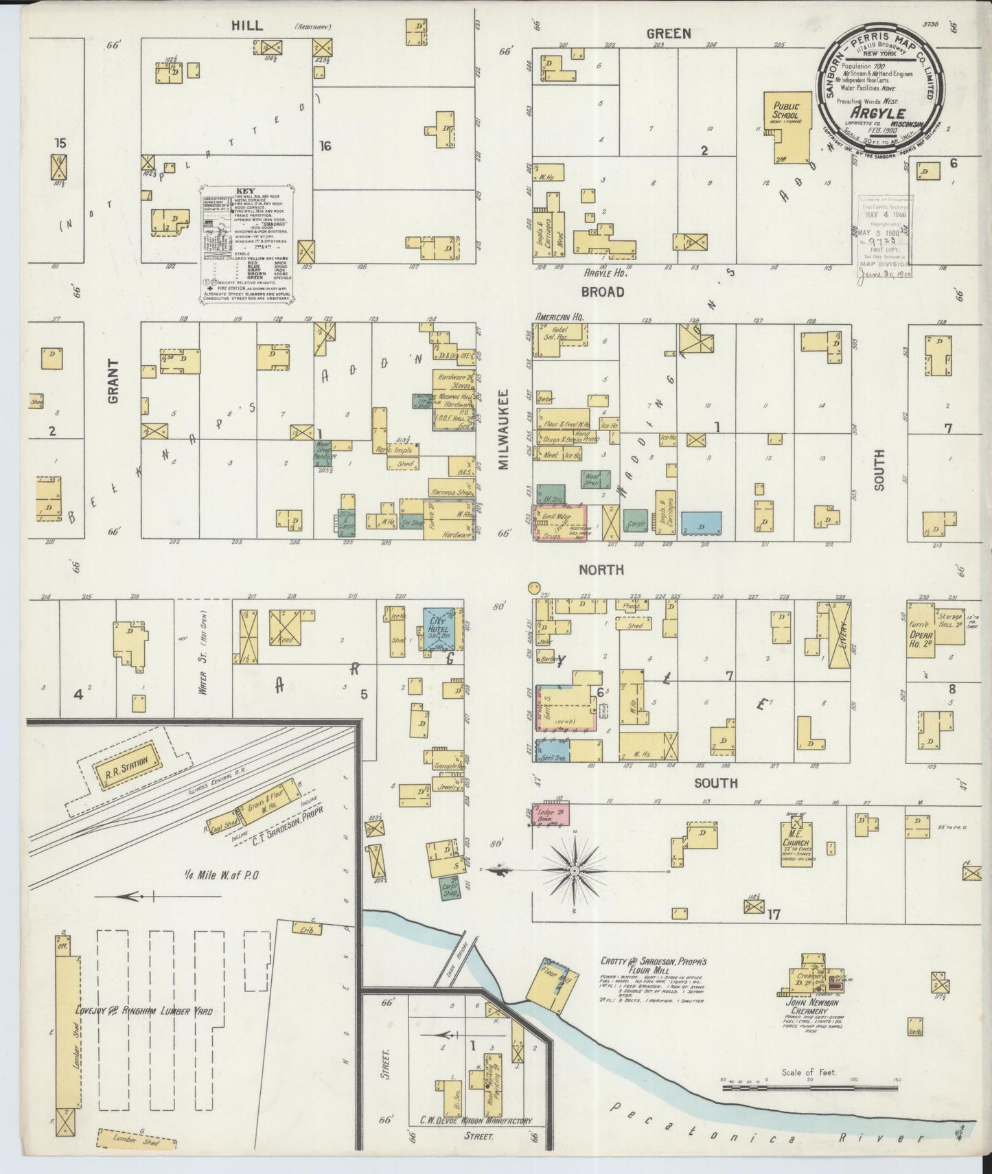 Sanborn Fire Insurance Map from Argyle, Lafayette County, Wisconsin (1900), Sheet #0001 - Historic Sanborn Fire Insurance Map Print, vintage old map wall art, antique decor, genealogy gift, Wisconsin Wisconsin map