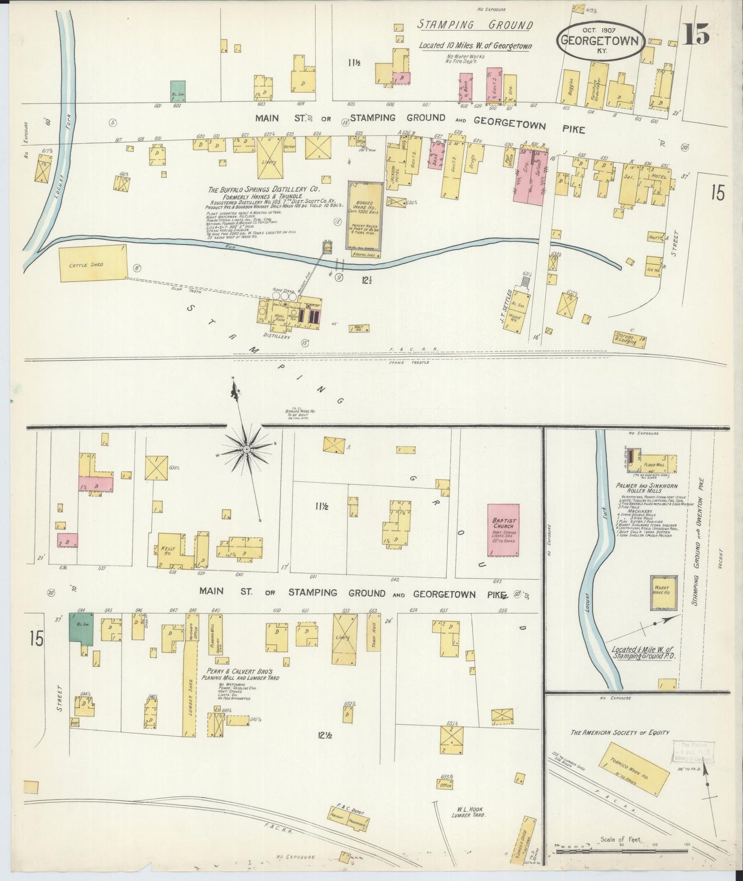 Sanborn Fire Insurance Map from Georgetown, Scott County, Kentucky (1907), Sheet #0015 - Complete Map Set gallery image, historic Sanborn map, vintage wall art, Kentucky Kentucky