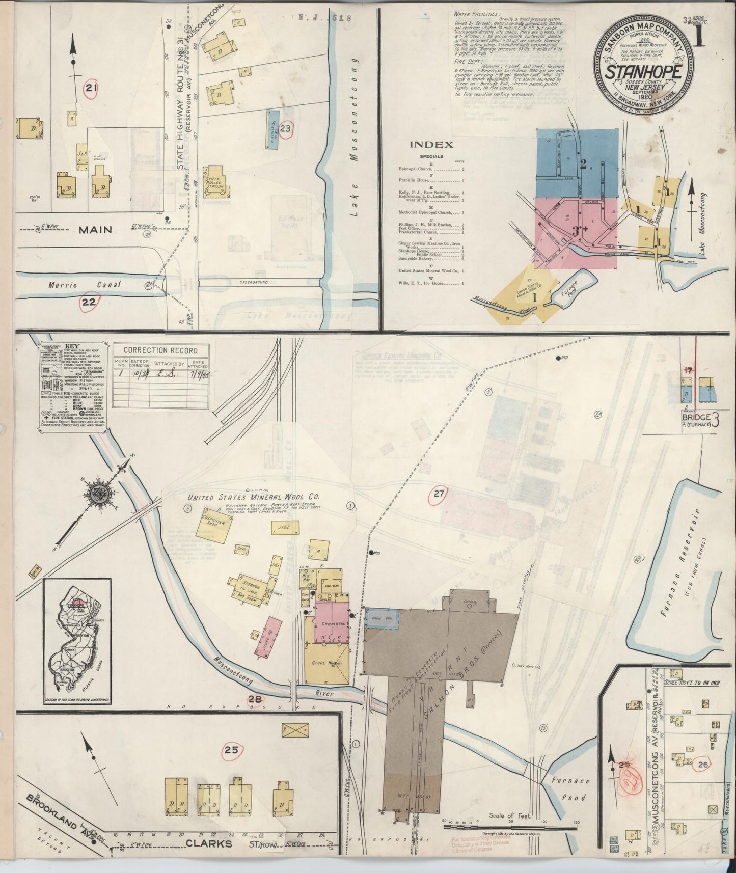 Sanborn Fire Insurance Map from Stanhope, Sussex County, New Jersey. (1934) – Historic Sanborn Fire Insurance Map Print
