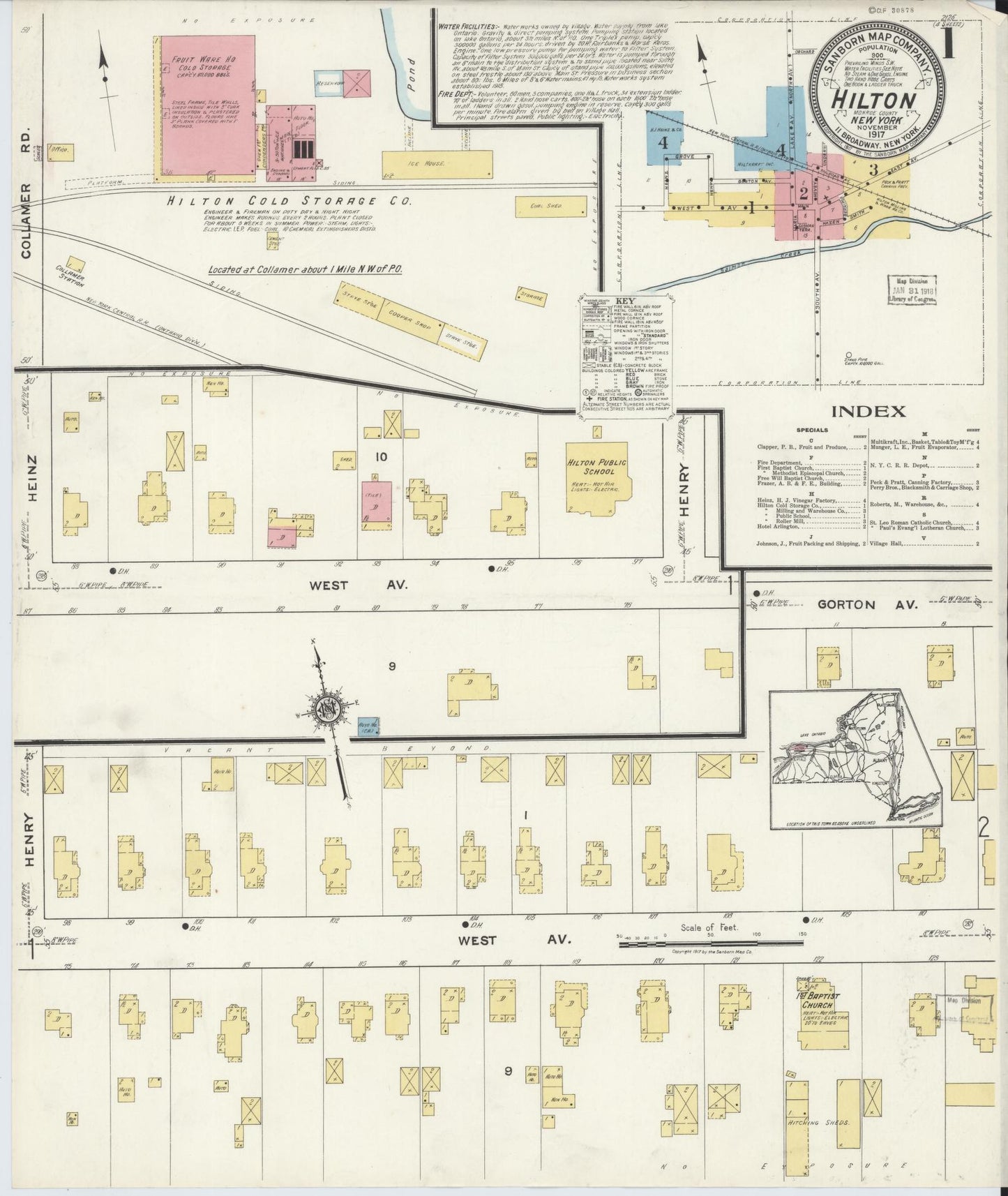 Sanborn Fire Insurance Map from Hilton, Monroe County, New York. (1917) – Historic Sanborn Fire Insurance Map Print