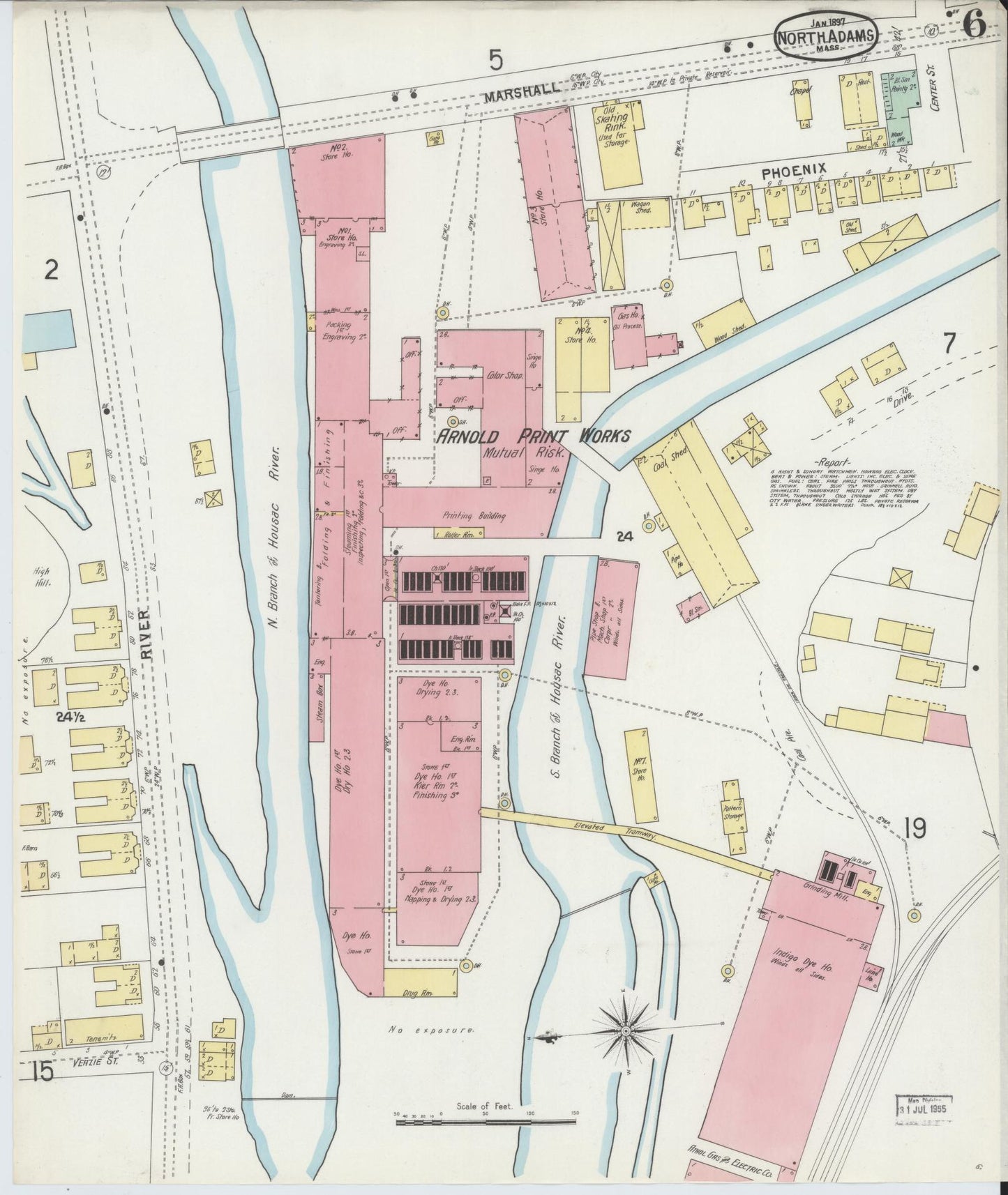 Sanborn Fire Insurance Map from North Adams, Berkshire County, Massachusetts (1897), Sheet #0006 - Historic Sanborn Fire Insurance Map Print, vintage old map wall art, antique decor, genealogy gift, Massachusetts Massachusetts map