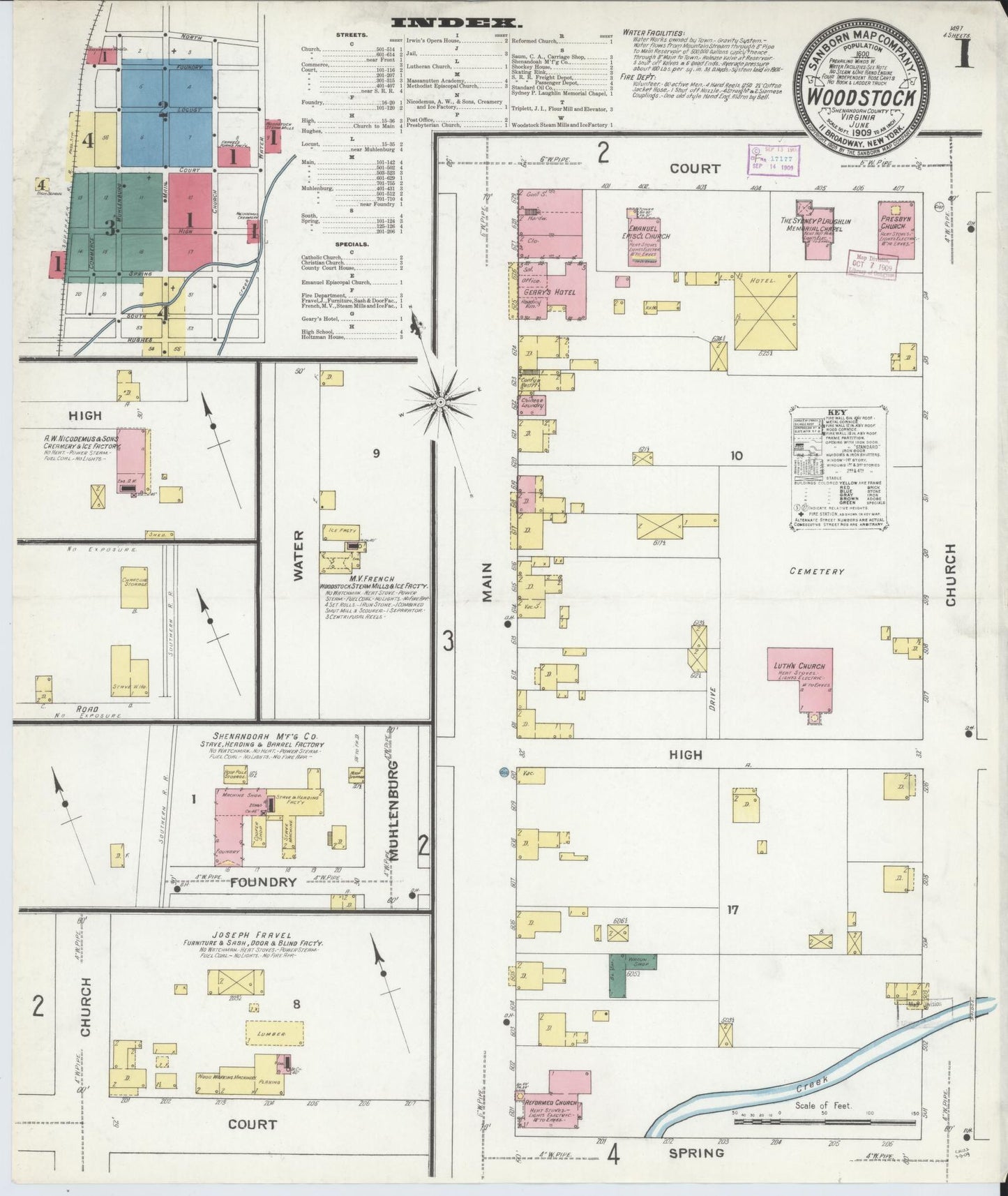 Sanborn Fire Insurance Map from Woodstock, Shenandoah County, Virginia. (1909) – Historic Sanborn Fire Insurance Map Print
