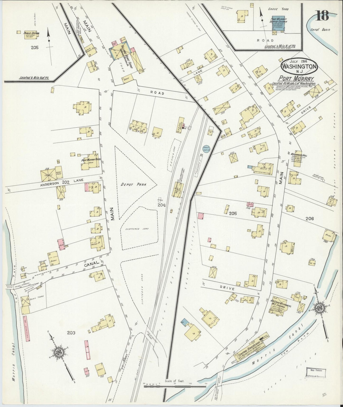 Sanborn Fire Insurance Map from Washington, Warren County, New Jersey (1914), Sheet #0018 - Historic Sanborn Fire Insurance Map Print, vintage old map wall art, antique decor, genealogy gift, Washington Washington map