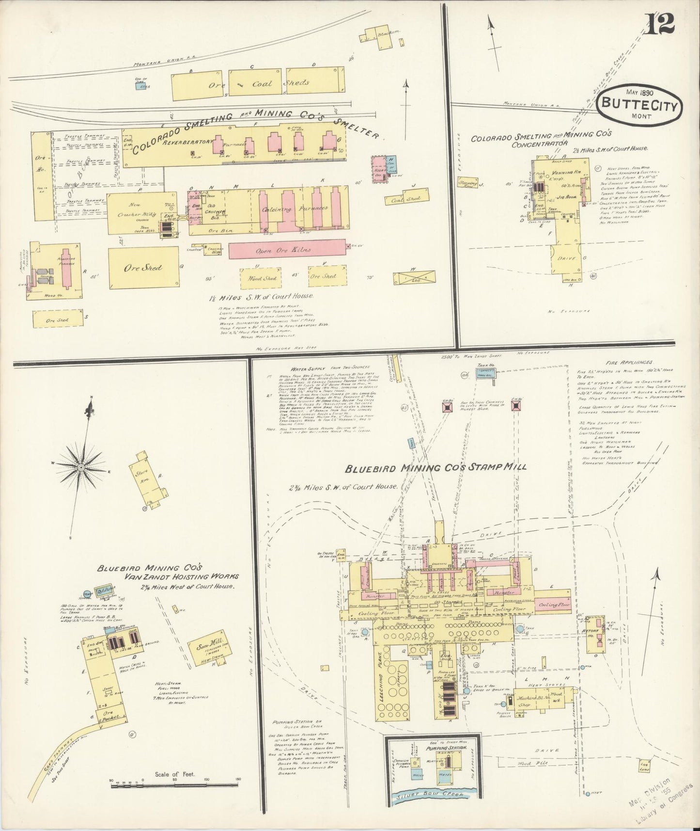 Sanborn Fire Insurance Map from Butte, Silver Bow County, Montana (1890), Sheet #0012 - Historic Sanborn Fire Insurance Map Print, vintage old map wall art, antique decor, genealogy gift, Montana Montana map