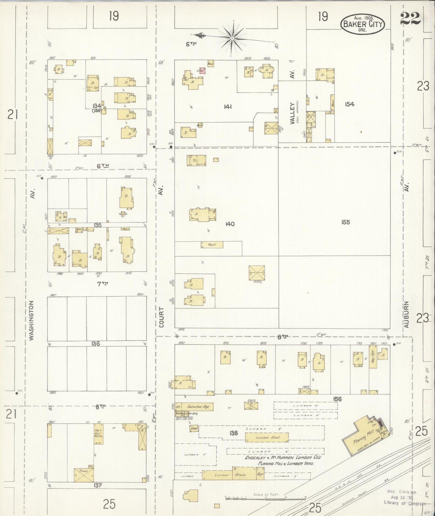 Sanborn Fire Insurance Map from Baker, Baker County, Oregon (1903), Sheet #0022 - Historic Sanborn Fire Insurance Map Print, vintage old map wall art, antique decor, genealogy gift, Oregon Oregon map
