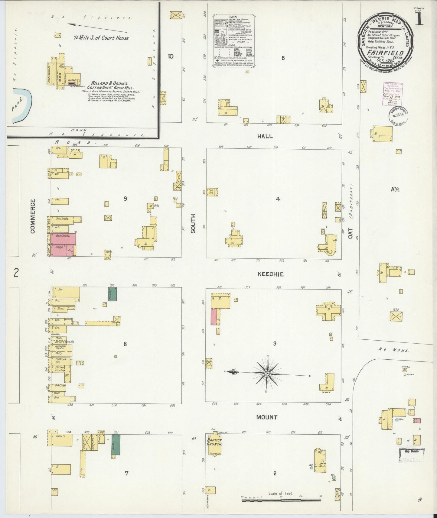 Sanborn Fire Insurance Map from Fairfield, Freestone County, Texas. (1901) – Historic Sanborn Fire Insurance Map Print