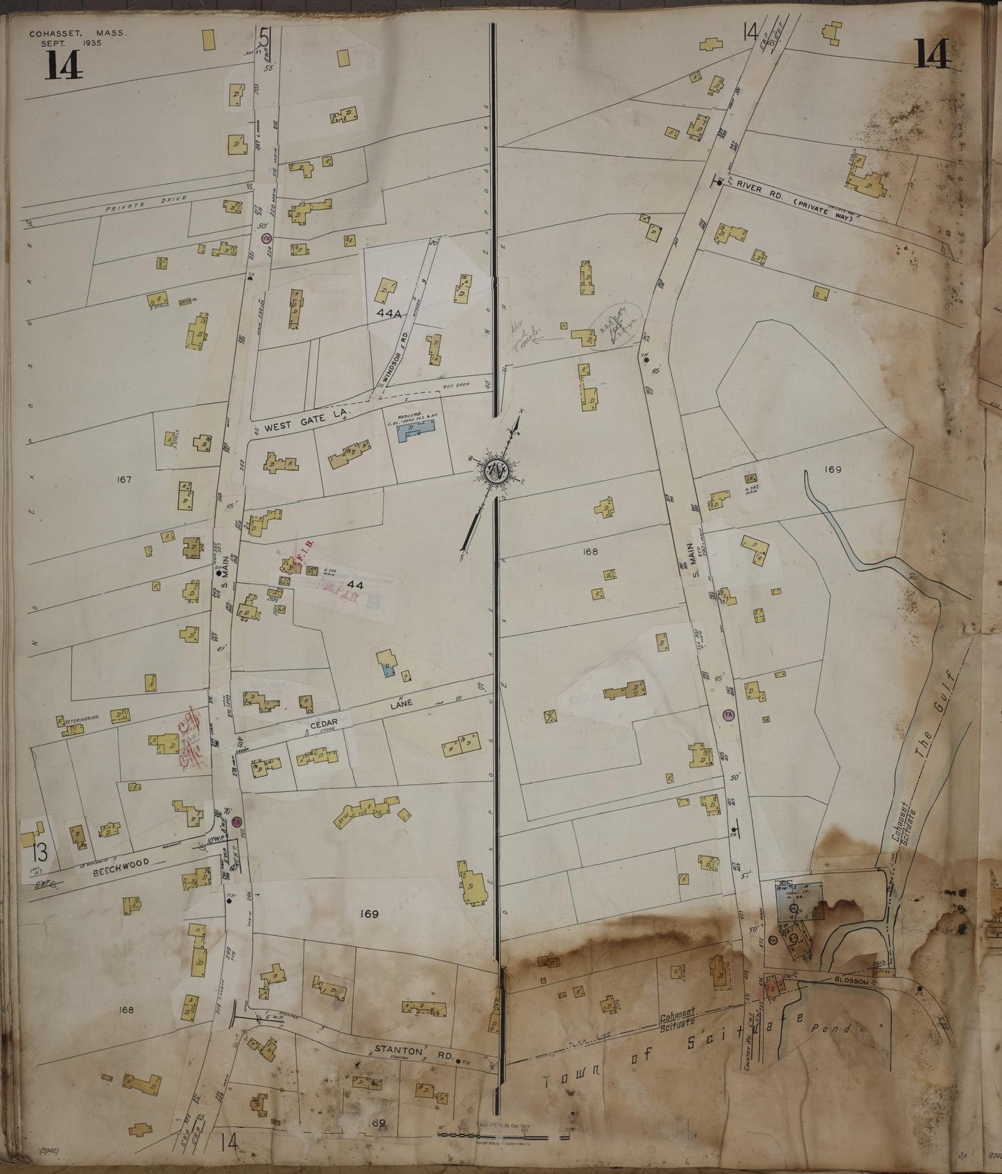 Sanborn Fire Insurance Map from Cohasset, Norfolk County, Massachusetts (1963), Sheet #0014 - Historic Sanborn Fire Insurance Map Print, vintage old map wall art, antique decor, genealogy gift, Massachusetts Massachusetts map