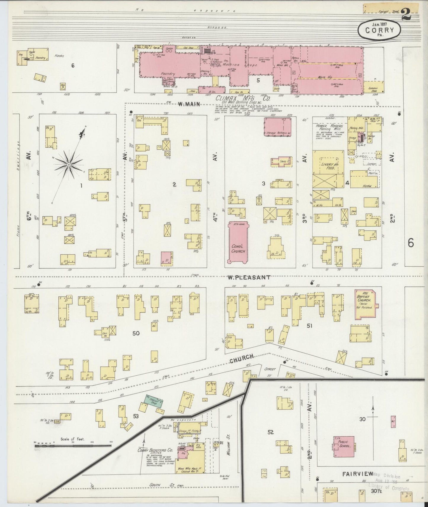 Sanborn Fire Insurance Map from Corry, Erie County, Pennsylvania (1897), Sheet #0002 - Historic Sanborn Fire Insurance Map Print, vintage old map wall art, antique decor, genealogy gift, Pennsylvania Pennsylvania map