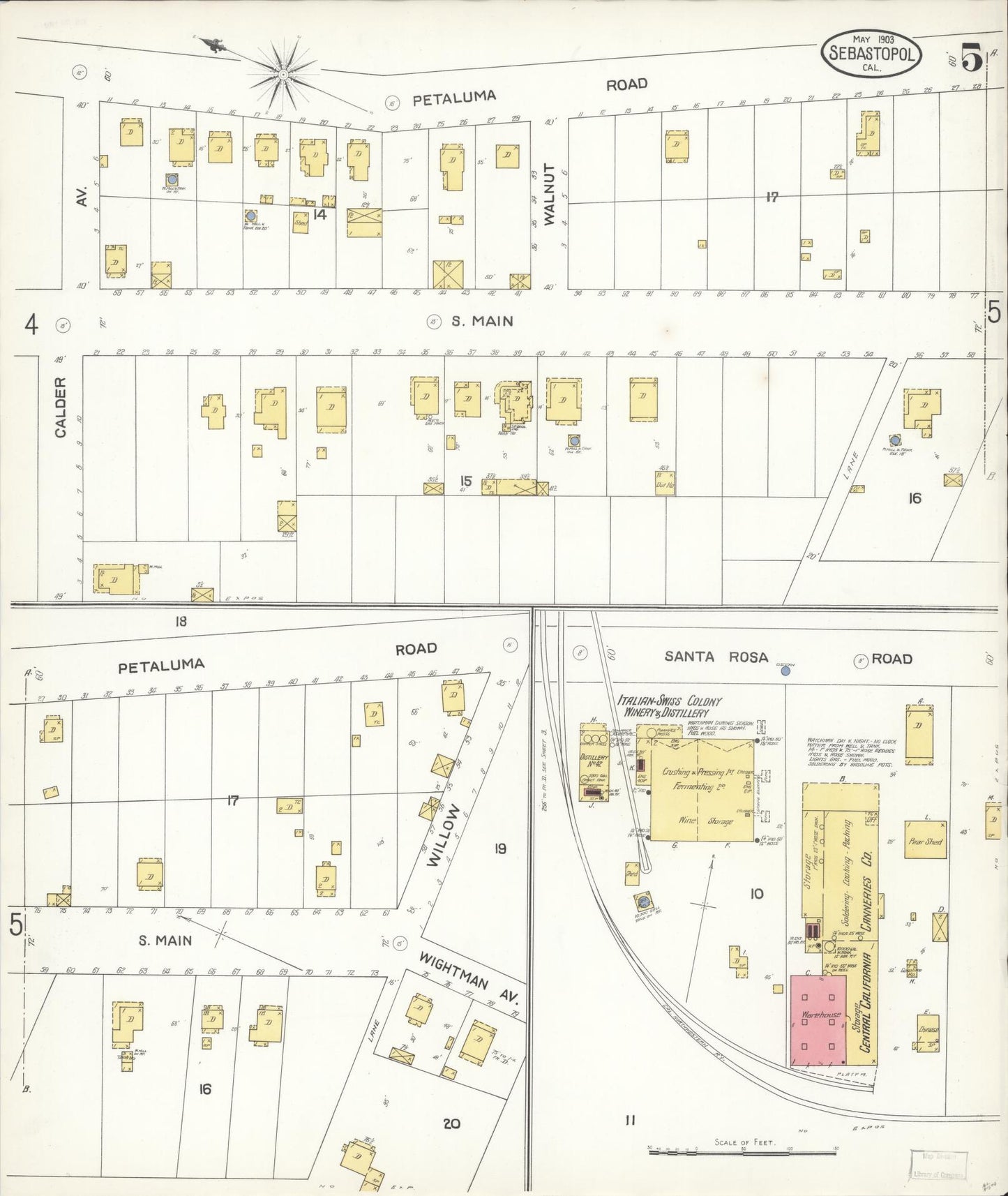 Sanborn Fire Insurance Map from Sebastopol, Sonoma County, California (1903), Sheet #0005 - Complete Map Set gallery image, historic Sanborn map, vintage wall art, California California
