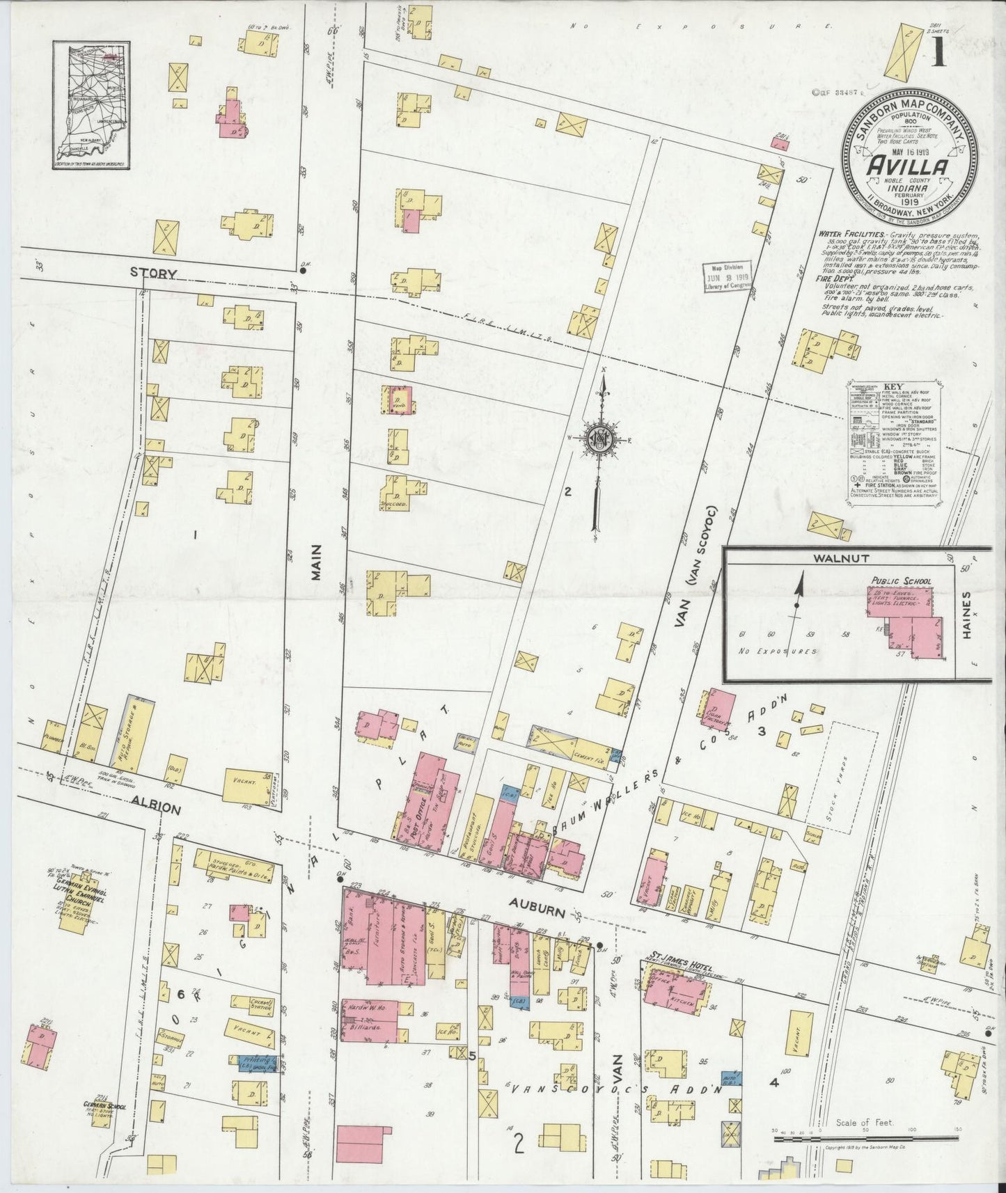 Sanborn Fire Insurance Map from Avilla, Noble County, Indiana. (1919) – Historic Sanborn Fire Insurance Map Print