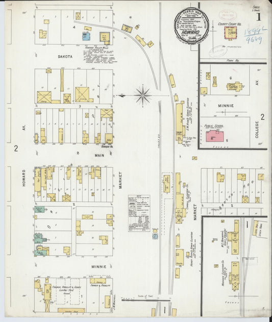 Sanborn Fire Insurance Map from Howard, Miner County, South Dakota. (1899) – Historic Sanborn Fire Insurance Map Print