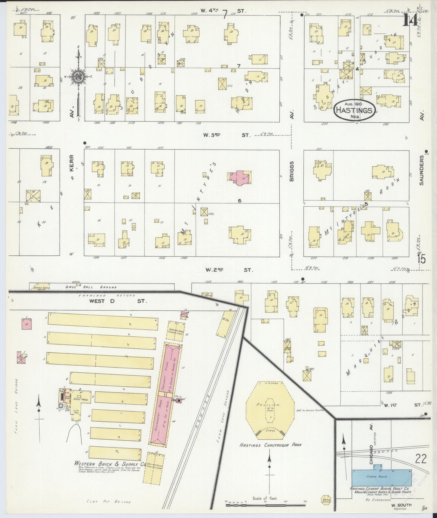 Sanborn Fire Insurance Map from Hastings, Adams County, Nebraska (1910), Sheet #0014 - Historic Sanborn Fire Insurance Map Print, vintage old map wall art, antique decor, genealogy gift, Nebraska Nebraska map