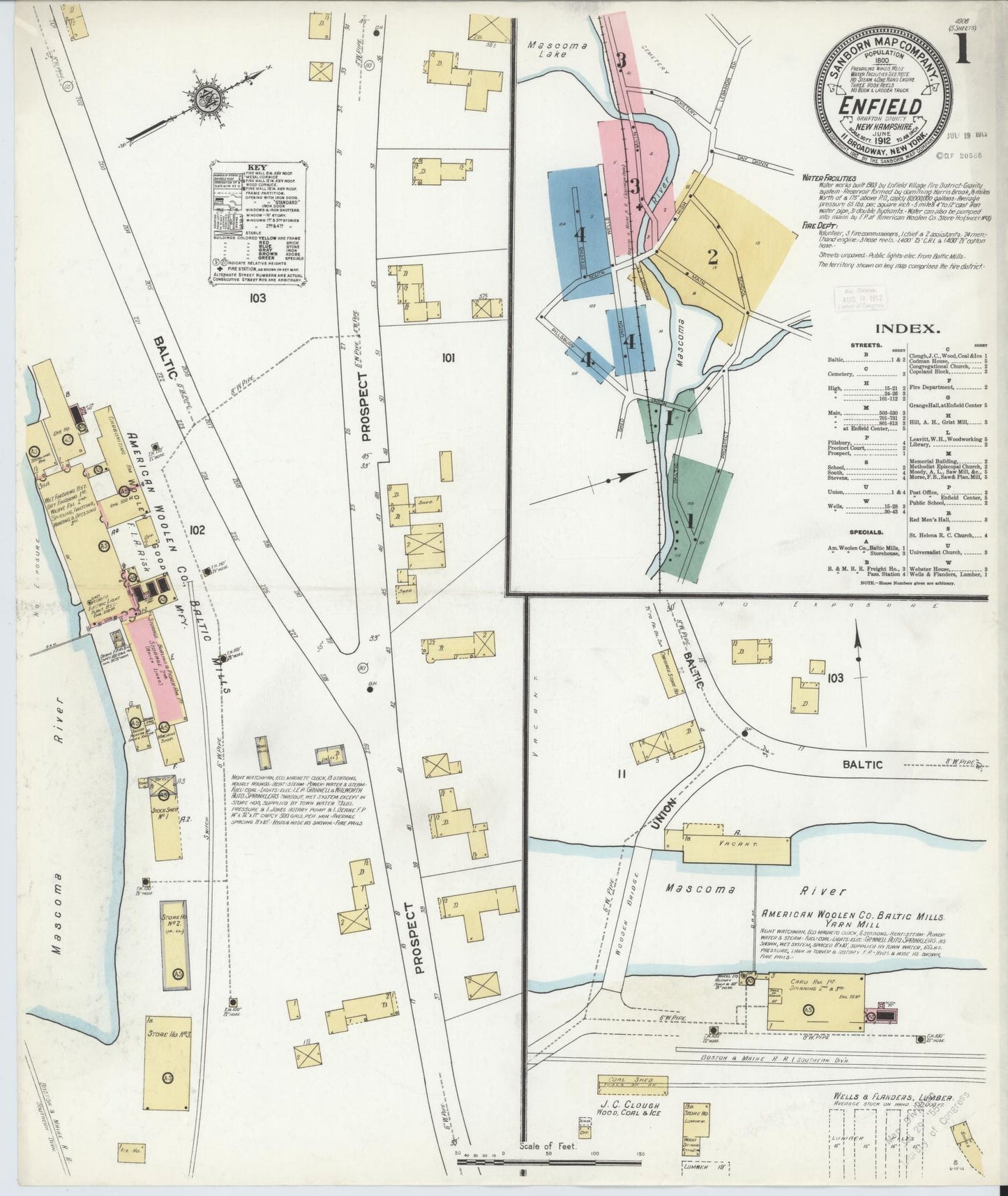 Sanborn Fire Insurance Map from Enfield, Grafton County, New Hampshire. (1912) – Historic Sanborn Fire Insurance Map Print