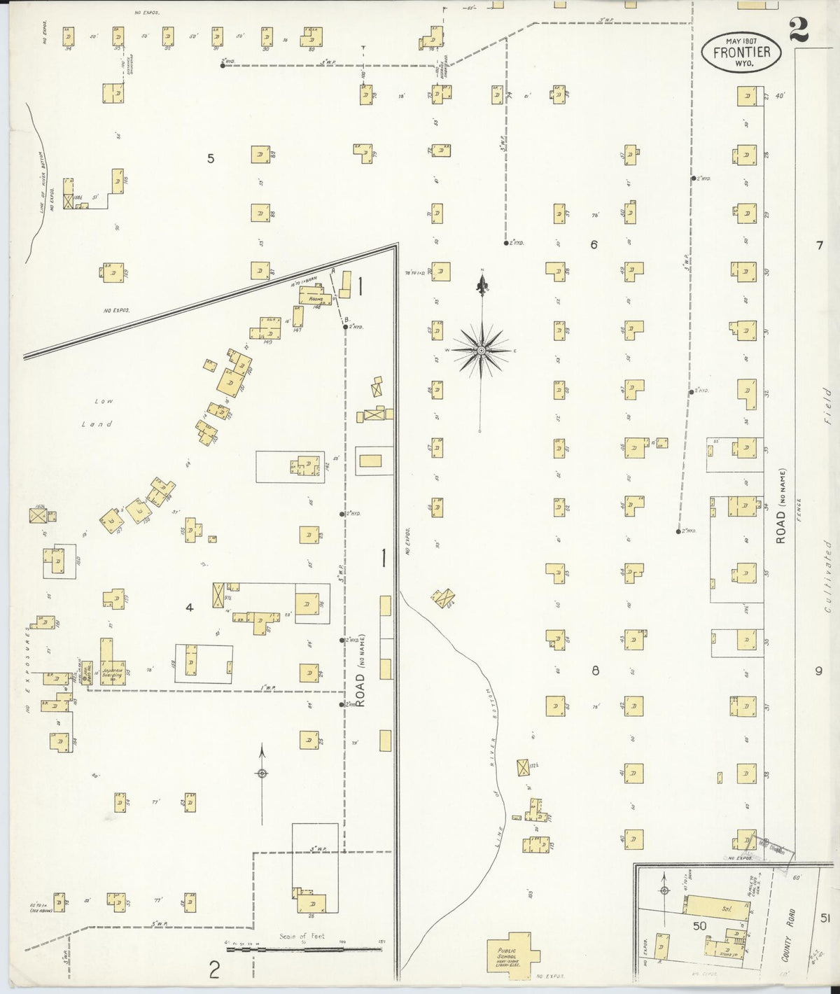 Sanborn Fire Insurance Map from Frontier, Lincoln County, Wyoming (1907), Sheet #0002 - Historic Sanborn Fire Insurance Map Print, vintage old map wall art, antique decor, genealogy gift, Wyoming Wyoming map