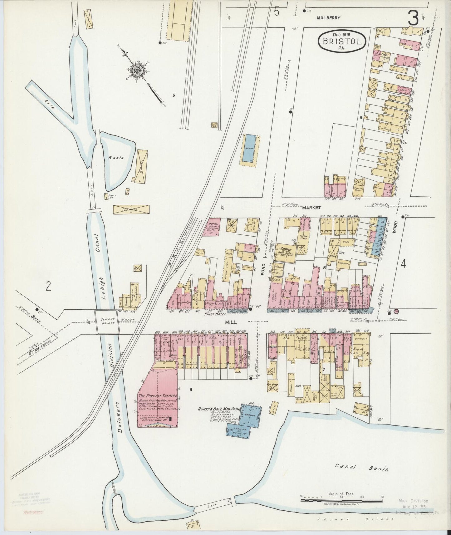 Sanborn Fire Insurance Map from Bristol, Bucks County, Pennsylvania (1927), Sheet #0003 - Historic Sanborn Fire Insurance Map Print, vintage old map wall art, antique decor, genealogy gift, Pennsylvania Pennsylvania map