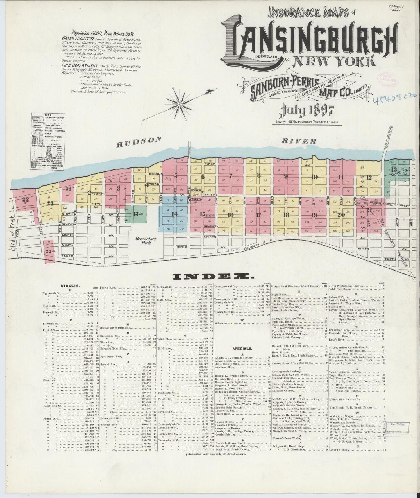 Sanborn Fire Insurance Map from Lansingburg, Rensselaer County, New York. (1897) – Historic Sanborn Fire Insurance Map Print