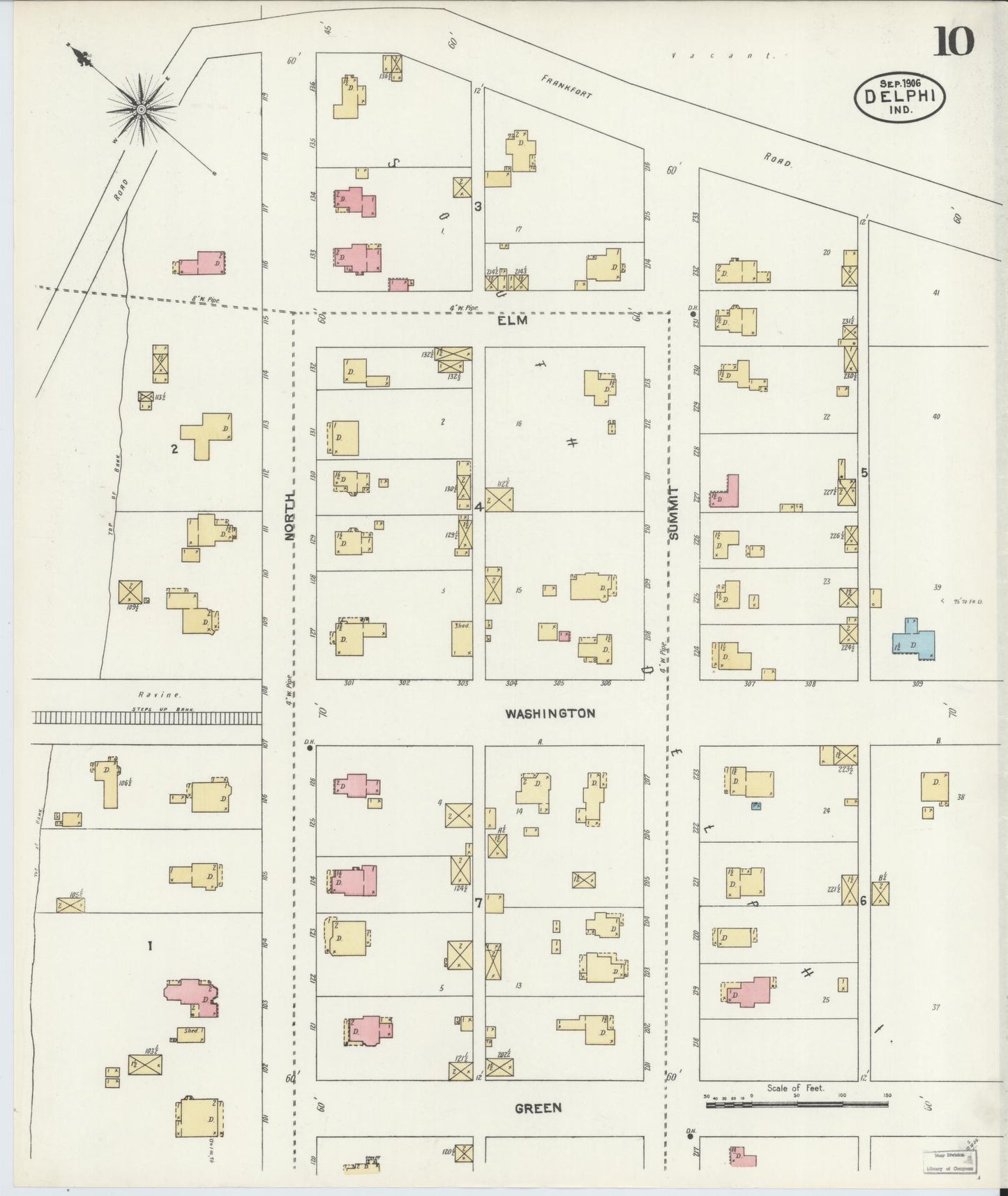 Sanborn Fire Insurance Map from Delphi, Carroll County, Indiana (1906), Sheet #0010 - Complete Map Set gallery image, historic Sanborn map, vintage wall art, Indiana Indiana