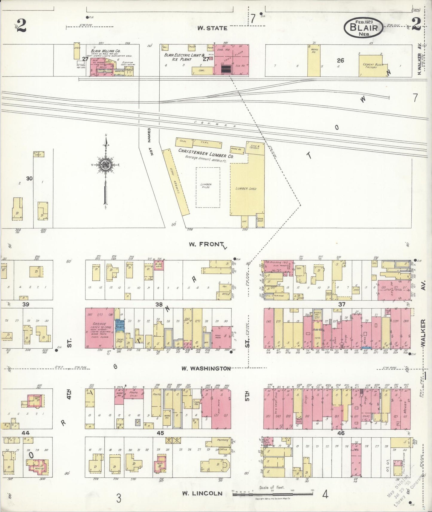 Sanborn Fire Insurance Map from Blair, Washington County, Nebraska (1923), Sheet #0002 - Historic Sanborn Fire Insurance Map Print, vintage old map wall art, antique decor, genealogy gift, Nebraska Nebraska map